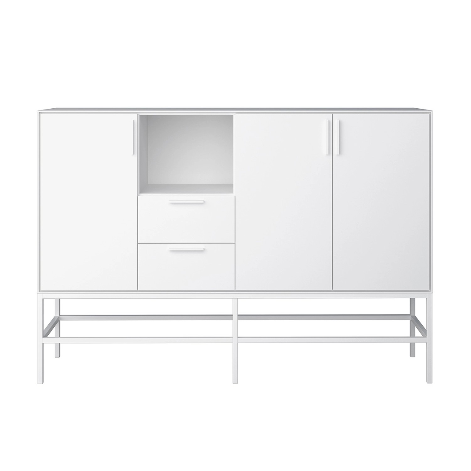 ebuy24 Ravn Sideboard 3 Türen und 2 Schubladen Weisslackiert Metallgestell günstig online kaufen