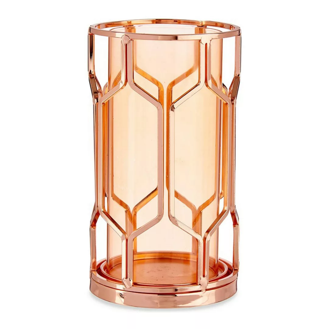 Kerzenschale Kupfer Bernstein Metall Glas (11,5 X 19,5 X 11,5 Cm) günstig online kaufen