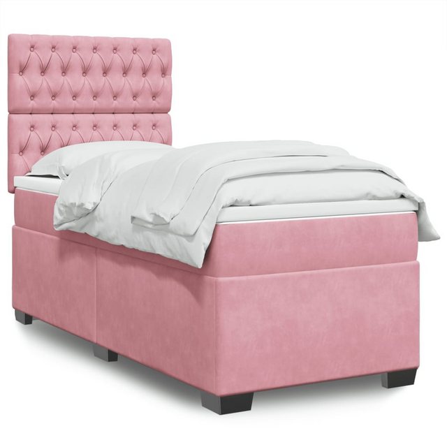 vidaXL Boxspringbett, Boxspringbett mit Matratze Rosa 100x200 cm Samt günstig online kaufen