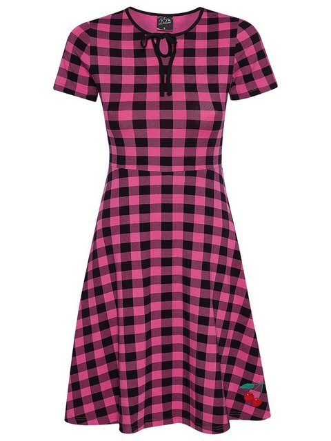 Pussy Deluxe Back to 1955 pink checkered Damen A-Linien-Kleid pink allover günstig online kaufen
