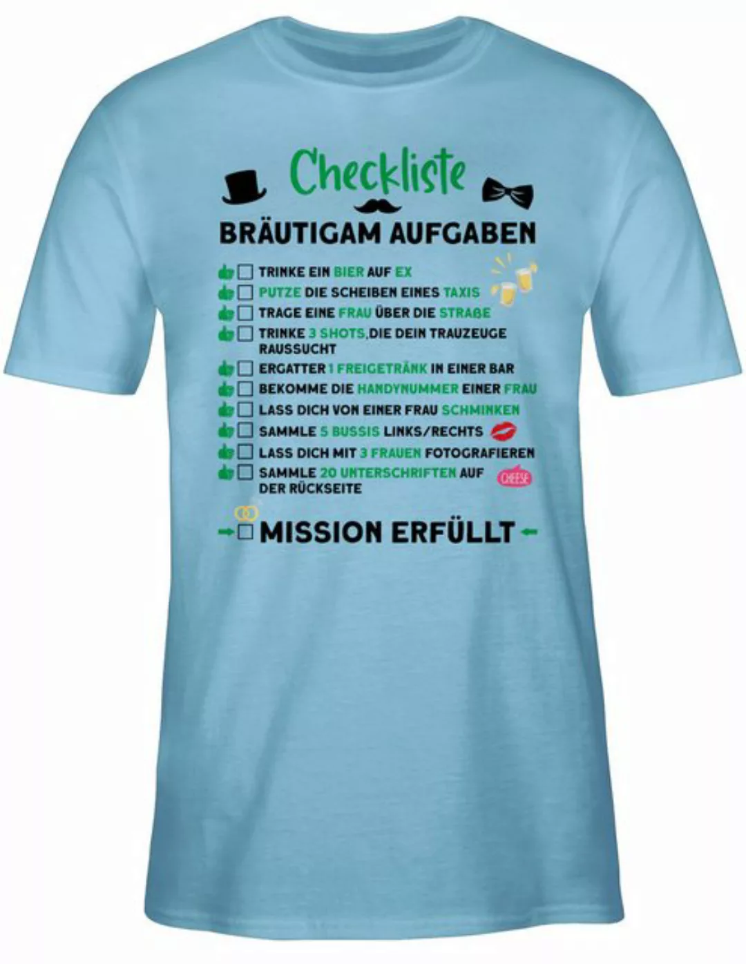 Shirtracer T-Shirt Checkliste Bräutigam Aufgaben JGA JGA Männer günstig online kaufen