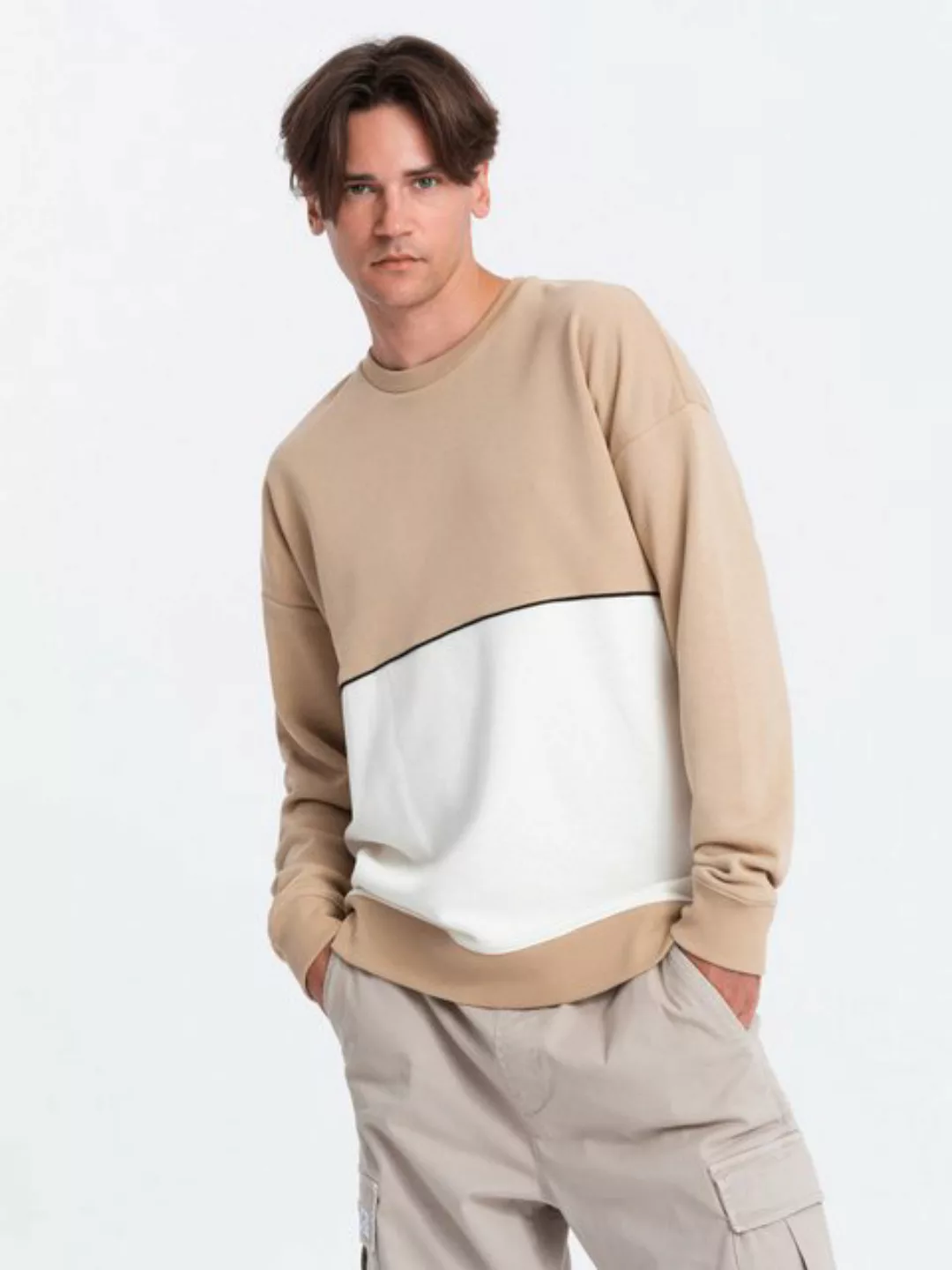 OMBRE Print-Shirt Herren Sweatshirt OVERSIZE mit kontrastierender Farbkombi günstig online kaufen