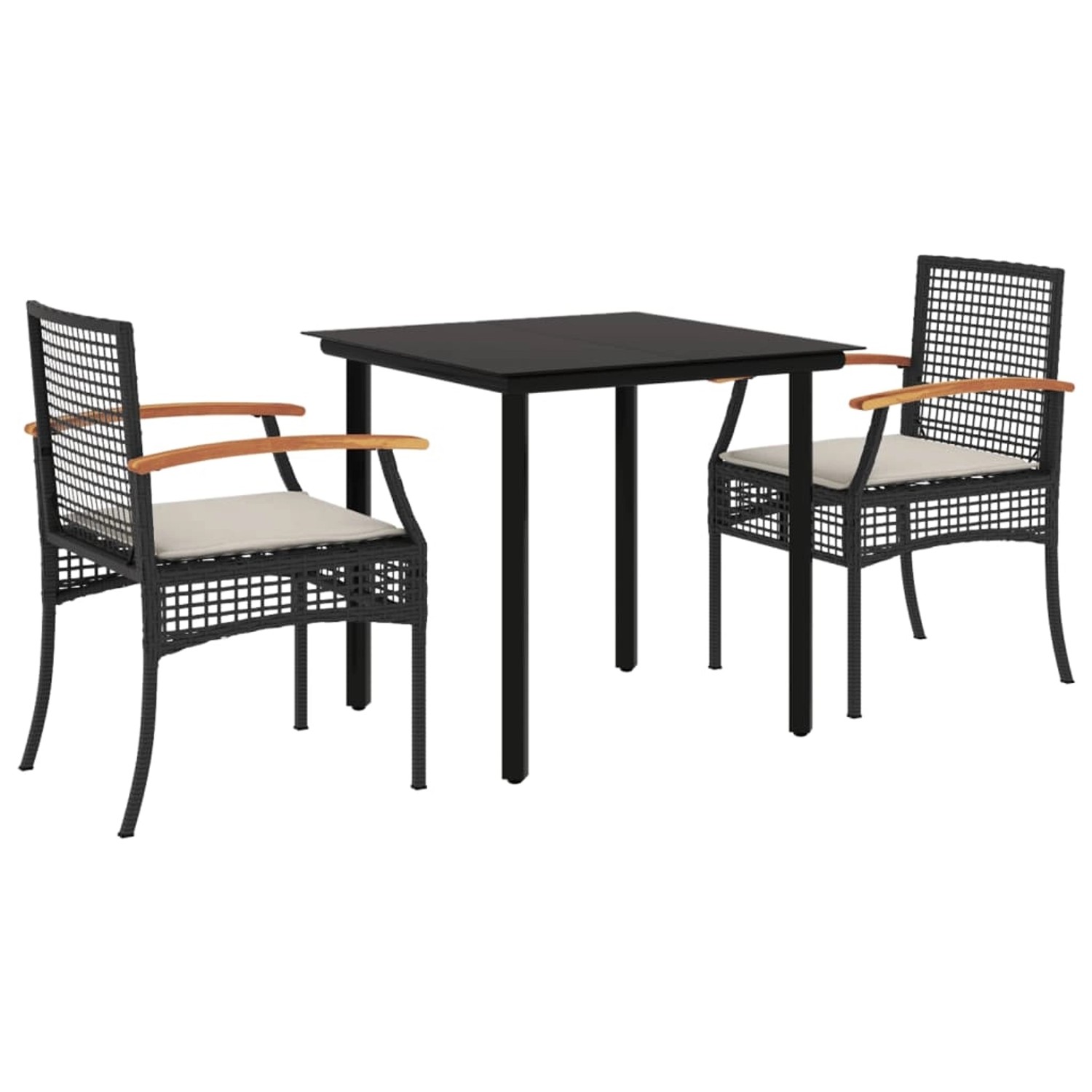 vidaXL 3-Tlg Garten-Essgruppe mit Kissen Schwarz Poly Rattan 3213603 günstig online kaufen
