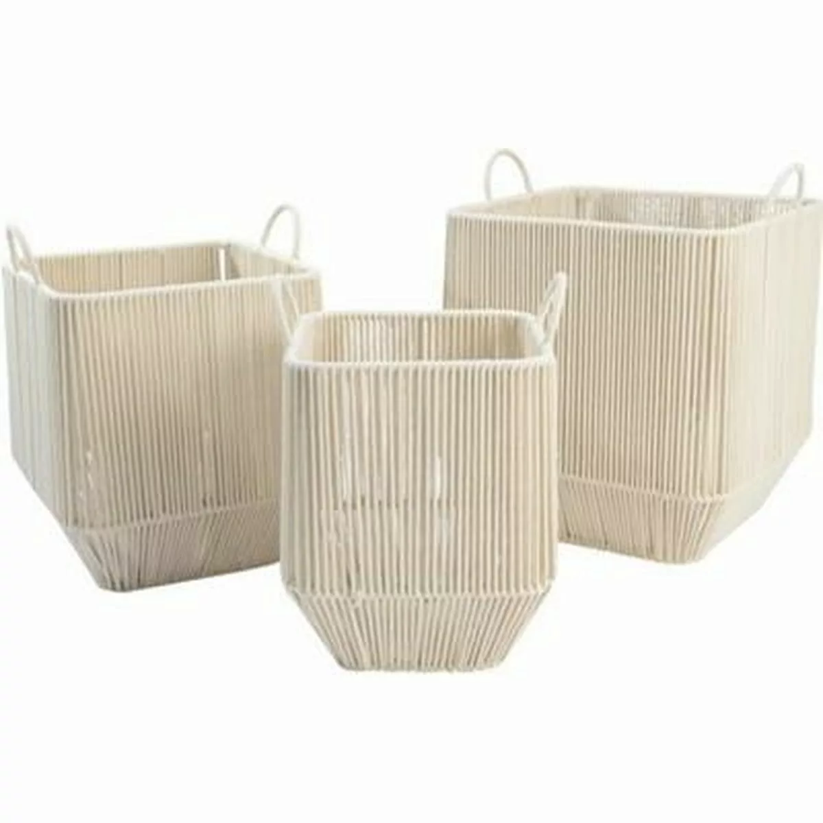 Korb-set Dkd Home Decor Beige Metall Baumwolle (3 Stücke) (37 X 37 X 45 Cm) günstig online kaufen