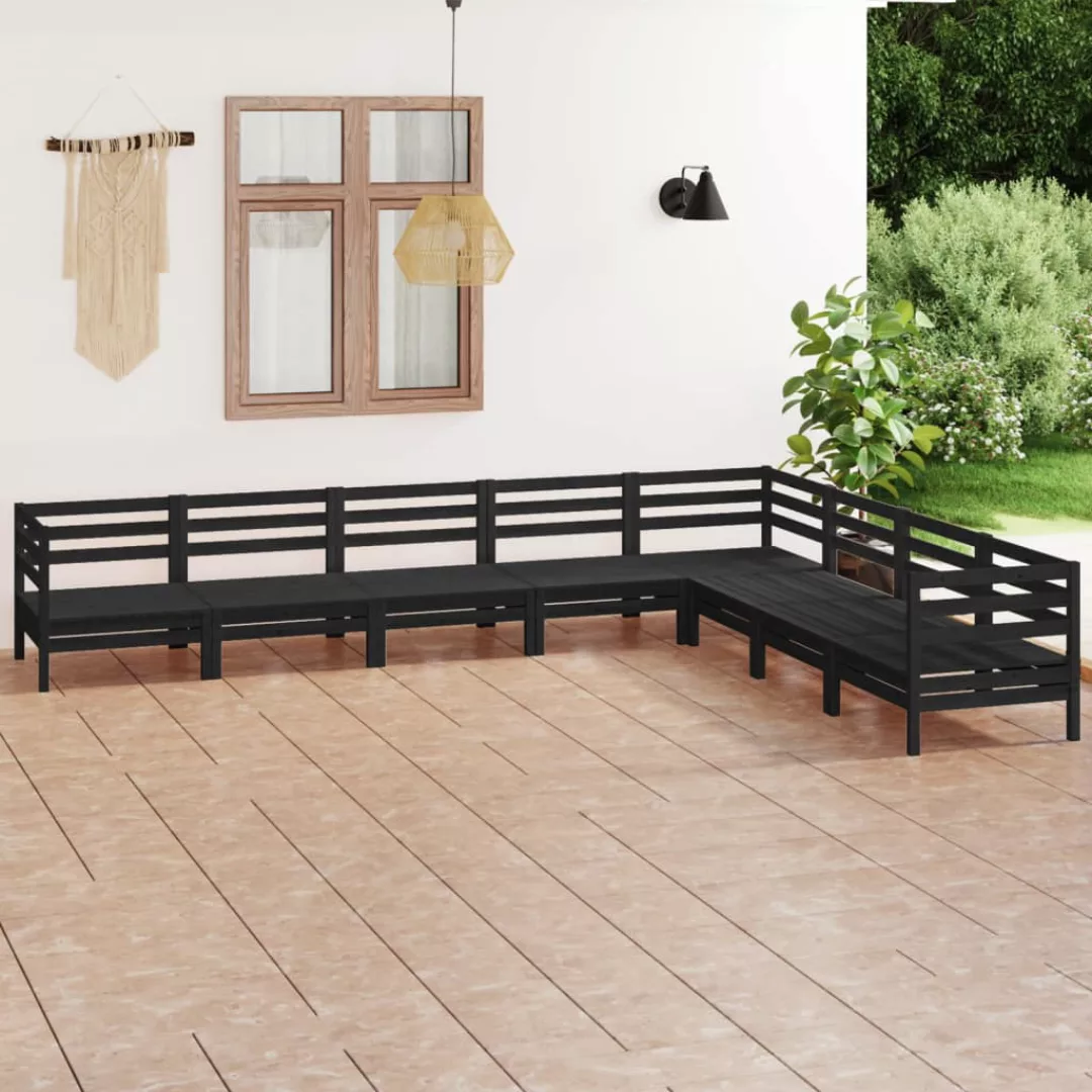 8-tlg. Garten-lounge-set Massivholz Kiefer Schwarz günstig online kaufen