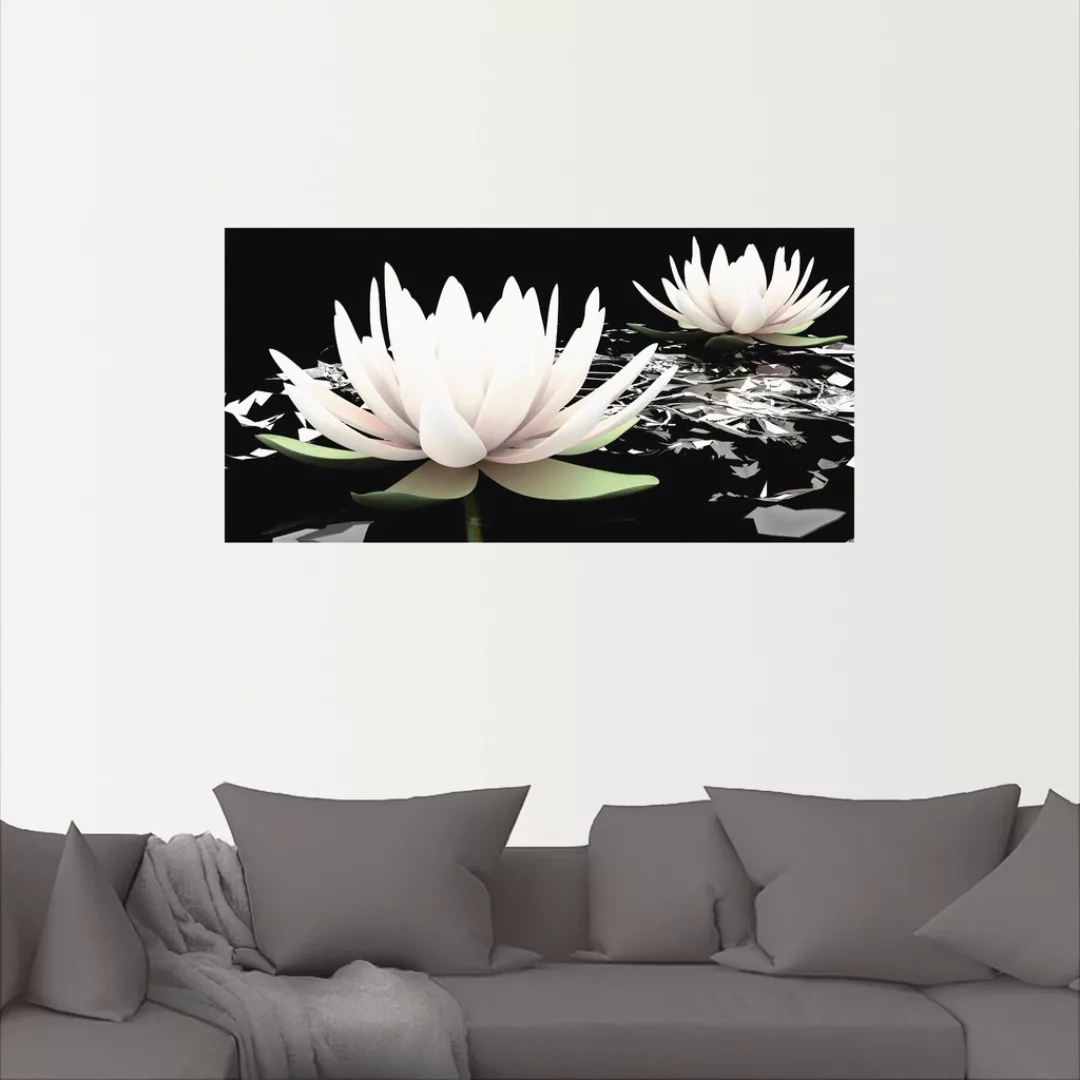Artland Wandbild "Zwei Lotusblumen auf dem Wasser", Blumen, (1 St.) günstig online kaufen