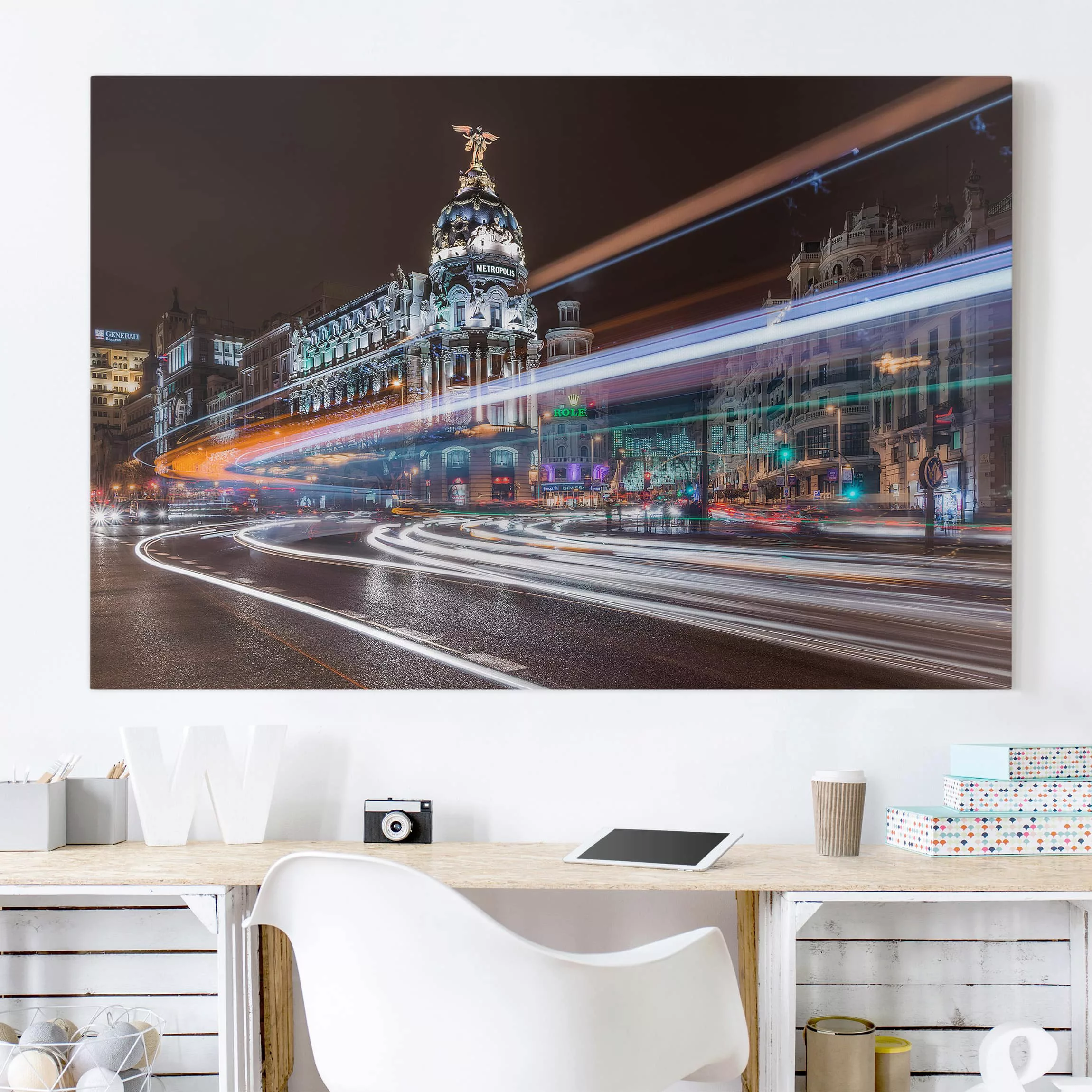 Leinwandbild Architektur & Skyline - Querformat Madrid Traffic günstig online kaufen
