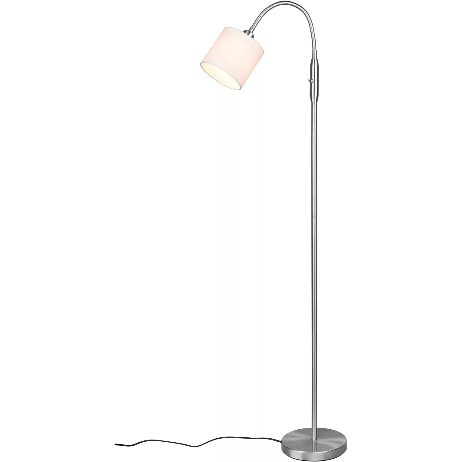 Stehlampe Tommy, nickel/weiß, Höhe 130 cm, Metall/Stoff günstig online kaufen