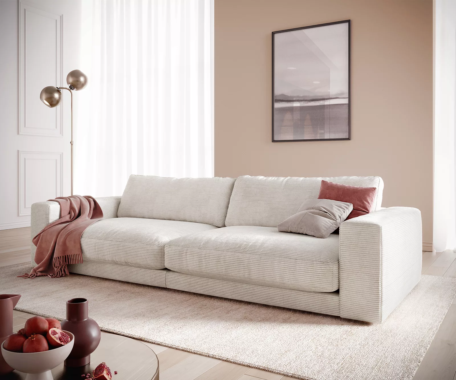 DELIFE Big-Sofa Cubico, Cord Beige 290x120 cm Big-Sofa günstig online kaufen