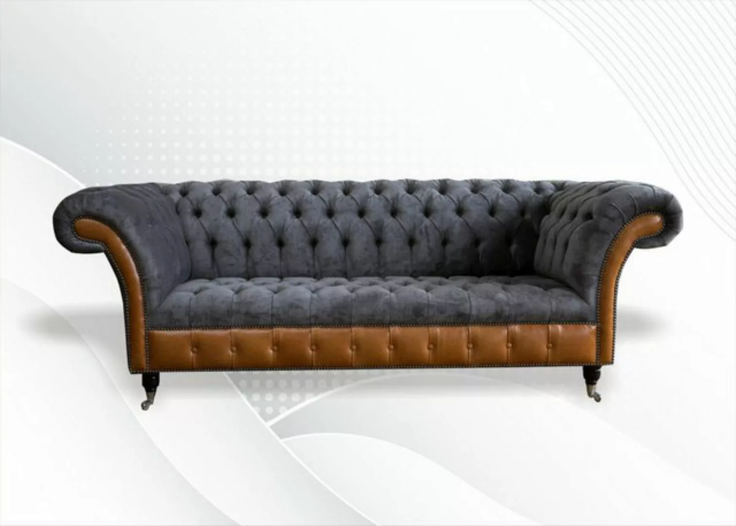 Xlmoebel Sofa Chesterfield Sofa Sitzmöbel Polstermöbel 3-Sitzer in Grau aus günstig online kaufen