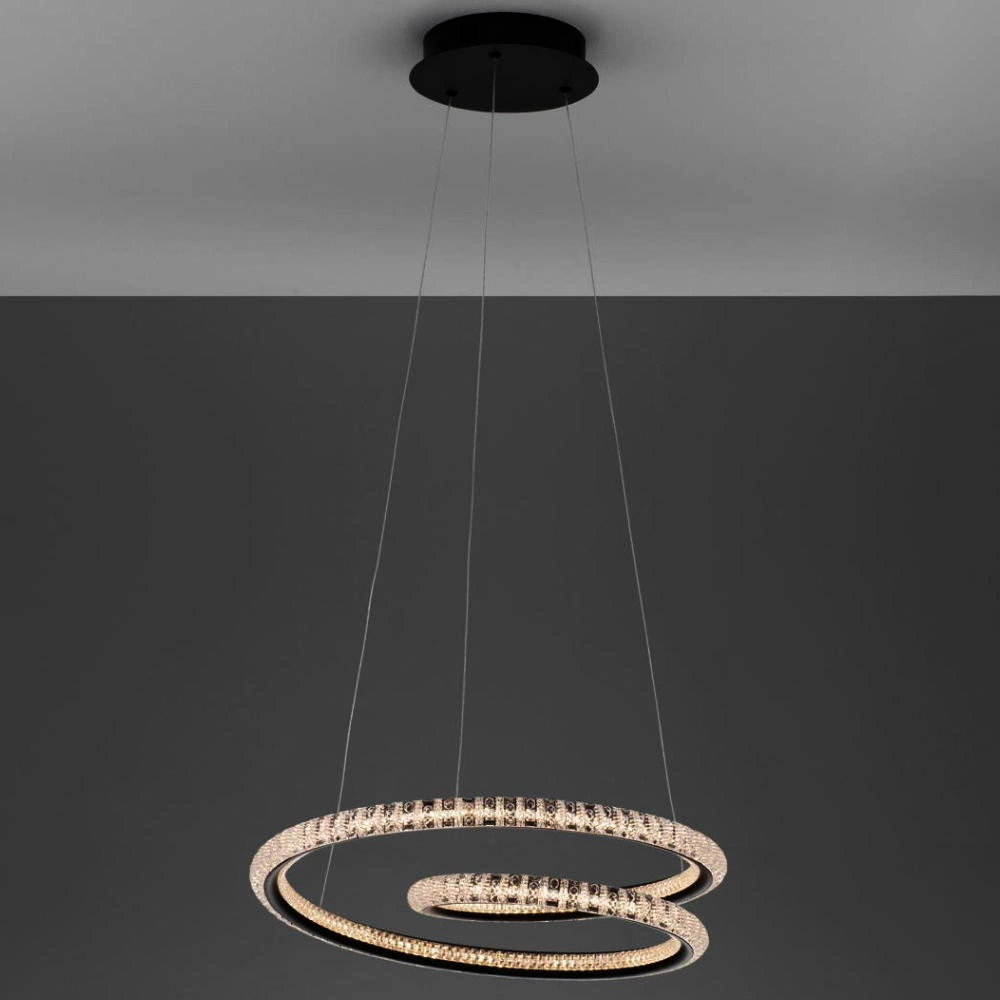 LED Pendelleuchte Ginevra in Transparent und Schwarz 45W 2800lm günstig online kaufen