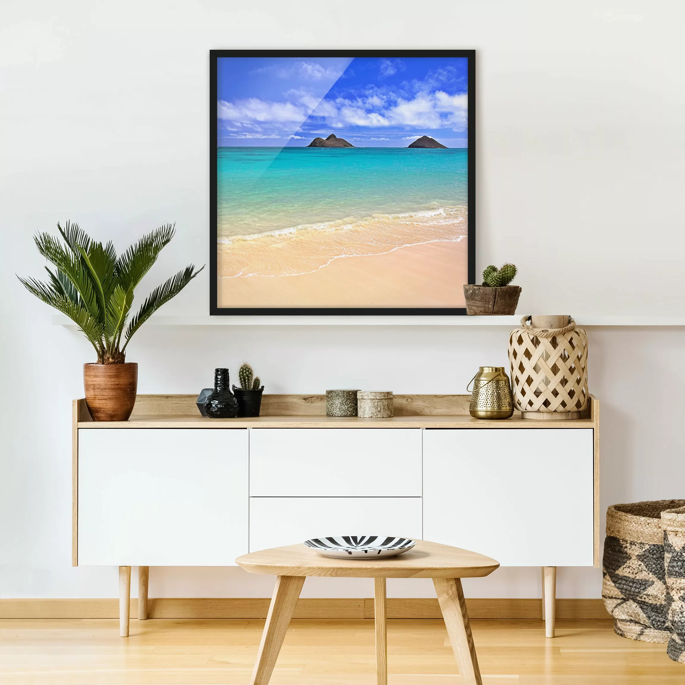 Bild mit Rahmen Strand - Quadrat Paradise Beach günstig online kaufen