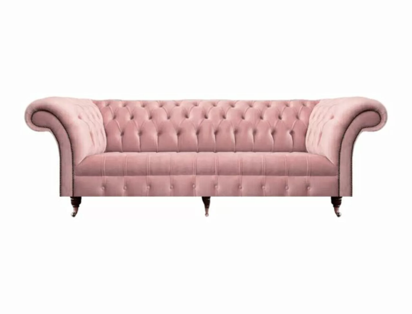 JVmoebel Chesterfield-Sofa Polstermöbel Sofa Dreisitze Neu Textil Rosa Einr günstig online kaufen