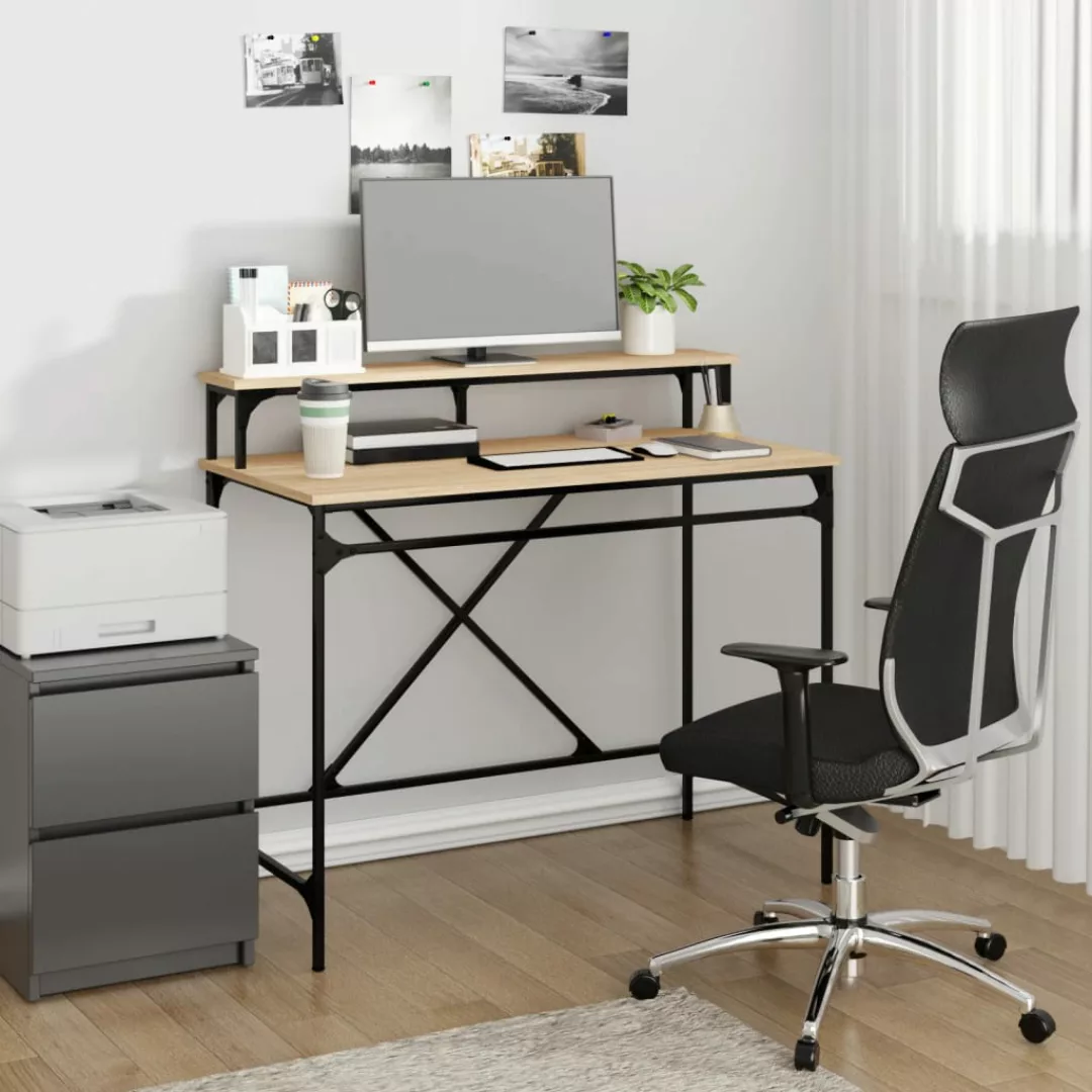 Vidaxl Schreibtisch Sonoma-eiche 100x50x90 Cm Holzwerkstoff Und Eisen günstig online kaufen
