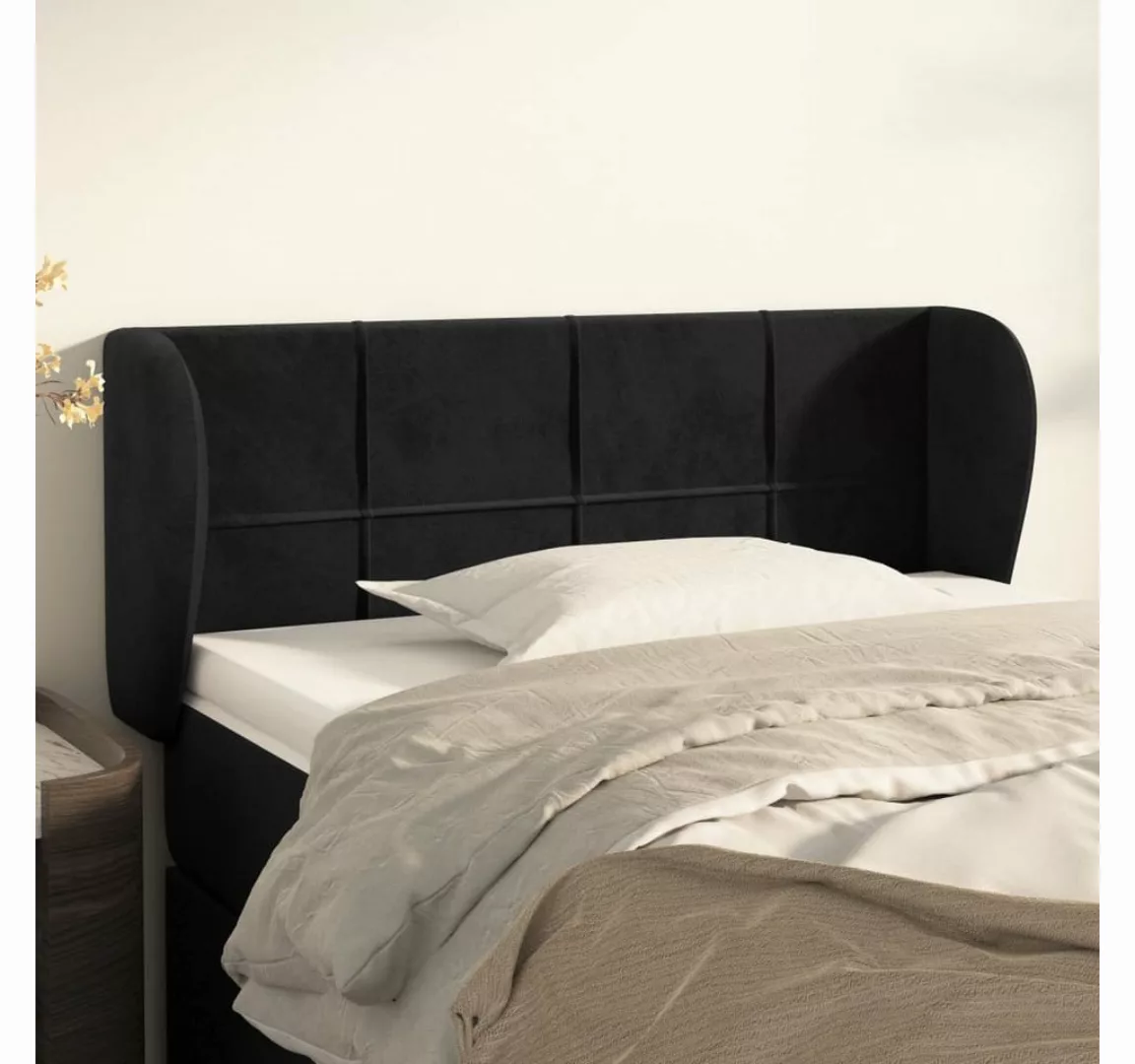 vidaXL Bett, Kopfteil mit Ohren Schwarz 83x23x78/88 cm Samt günstig online kaufen