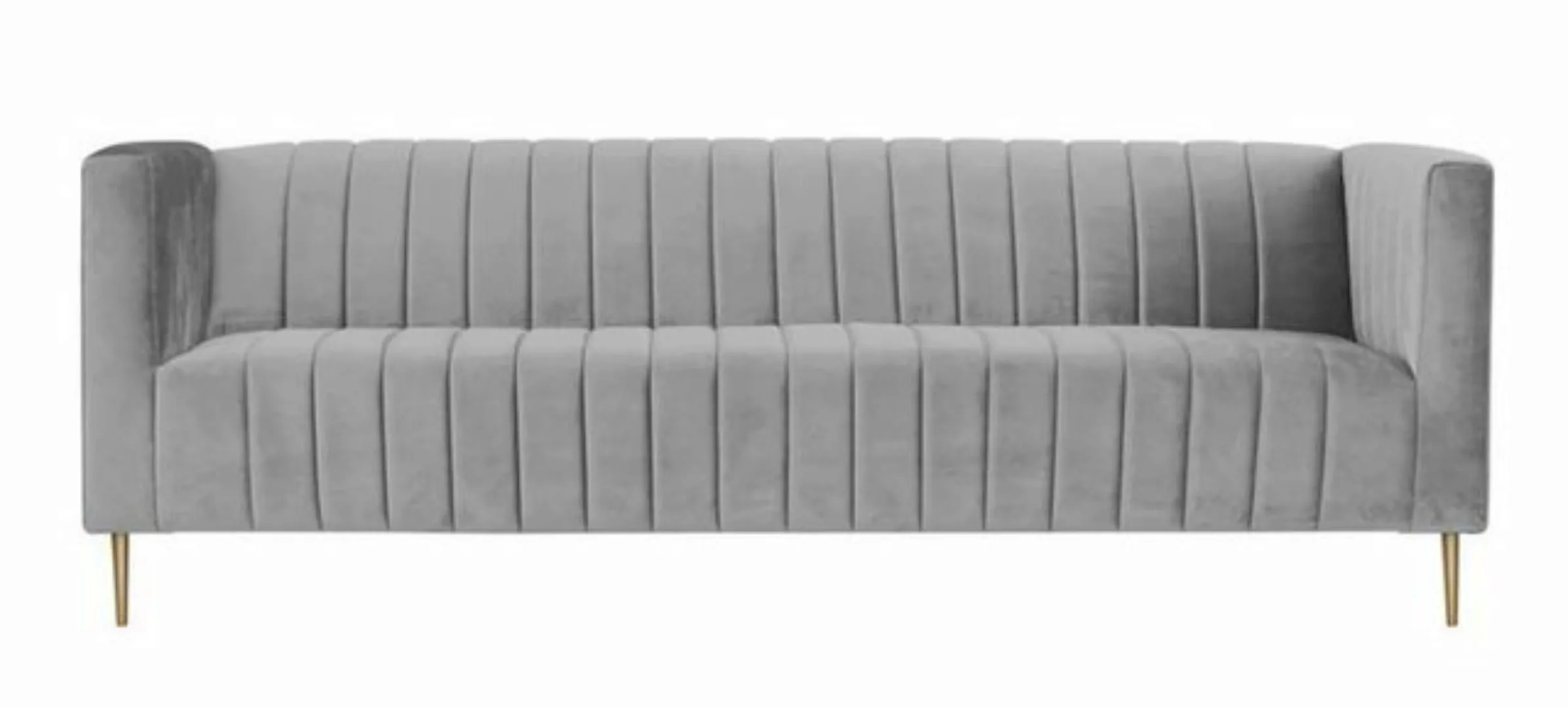 Xlmoebel Sofa Neues Grau Samt Dreisitzer Sofa für stilvolle Wohnzimmergesta günstig online kaufen