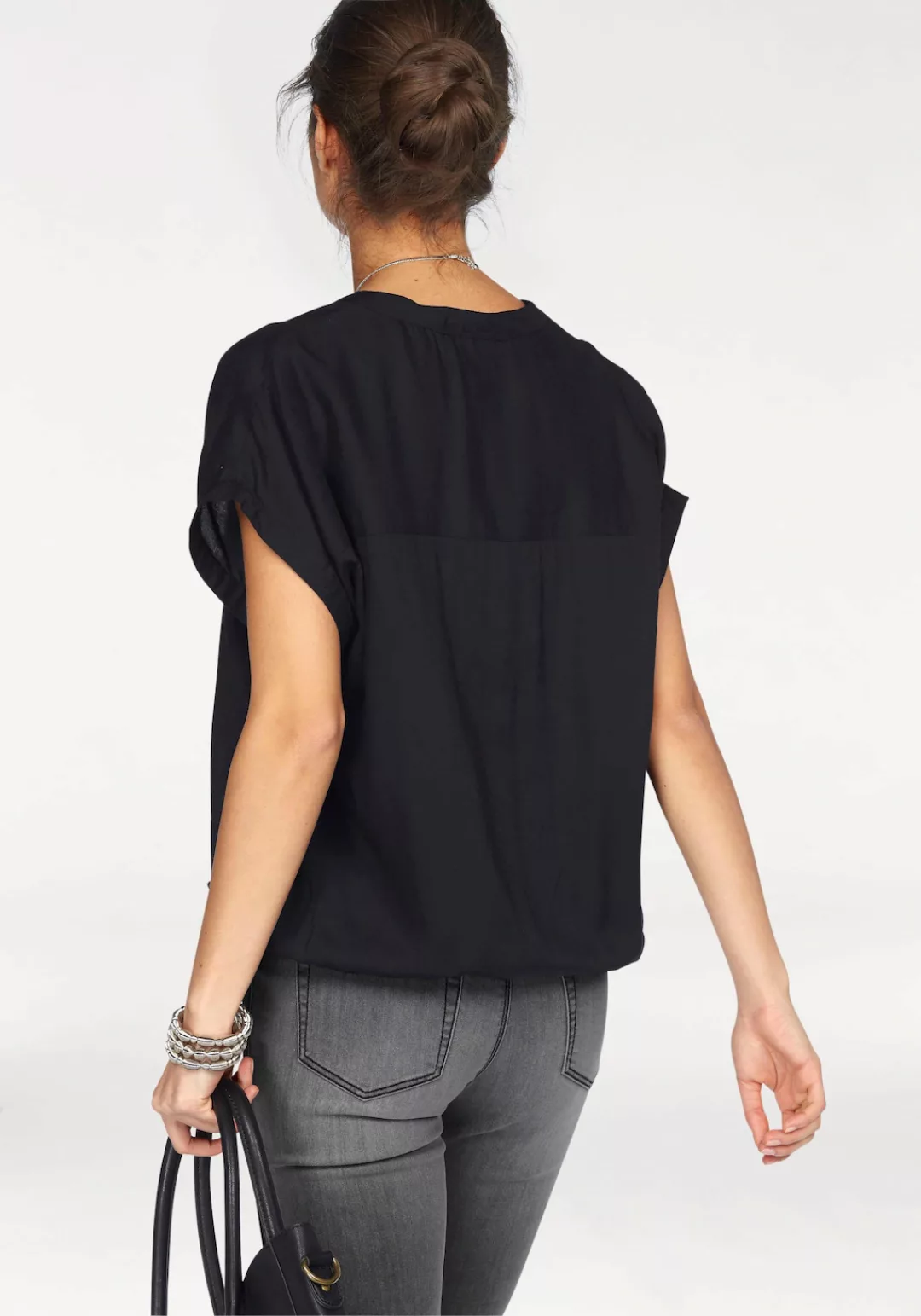 Boysen's Hemdbluse im Oversized-Style mit Ballonsaum günstig online kaufen