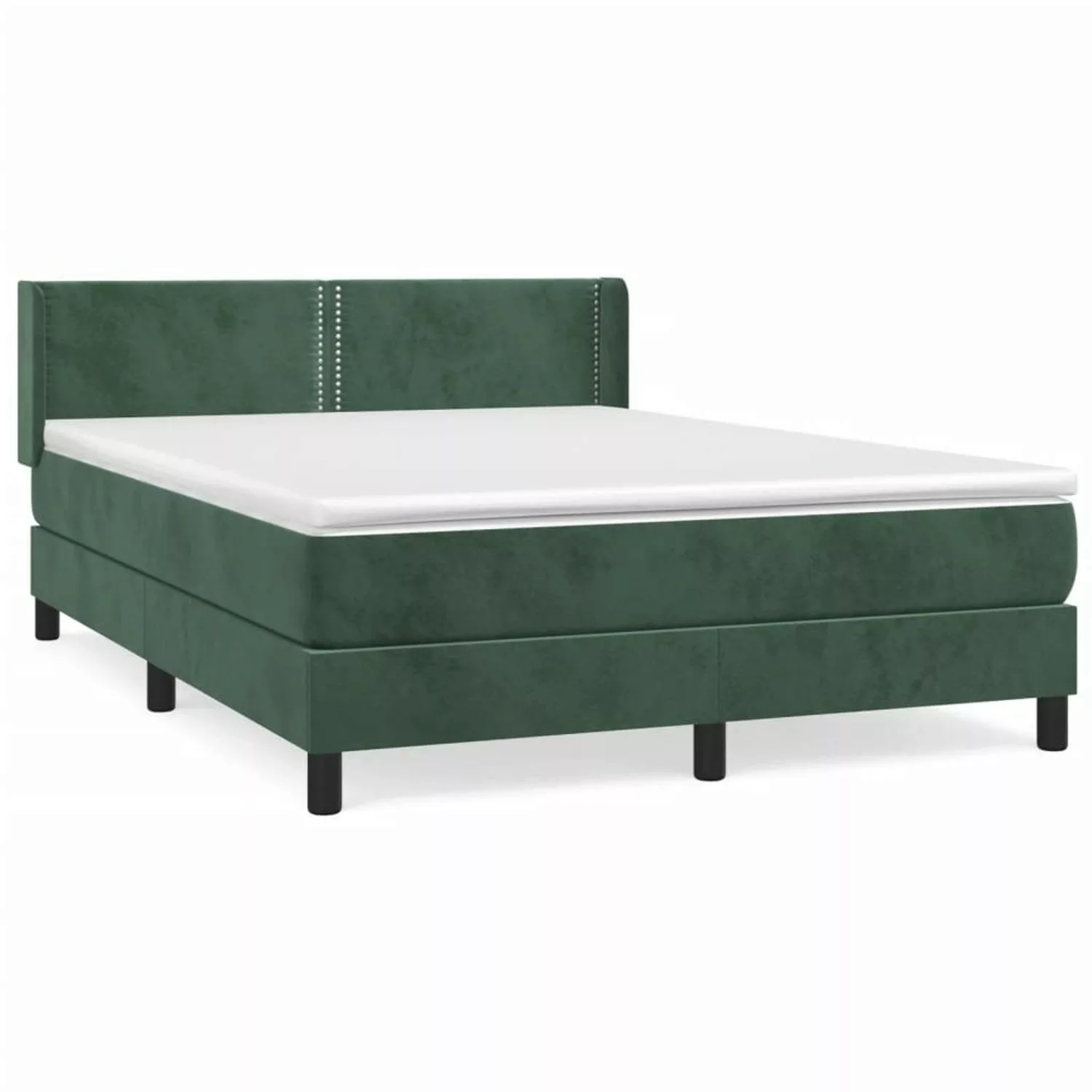 vidaXL Boxspringbett mit Matratze Dunkelgrün 140x200 cm Samt1396905 günstig online kaufen