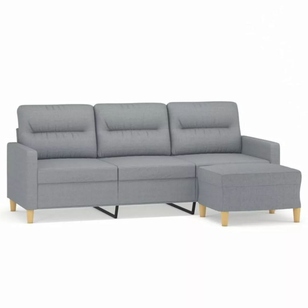 vidaXL Sofa 3-Sitzer-Sofa mit Hocker Hellgrau 180 cm Stoff günstig online kaufen