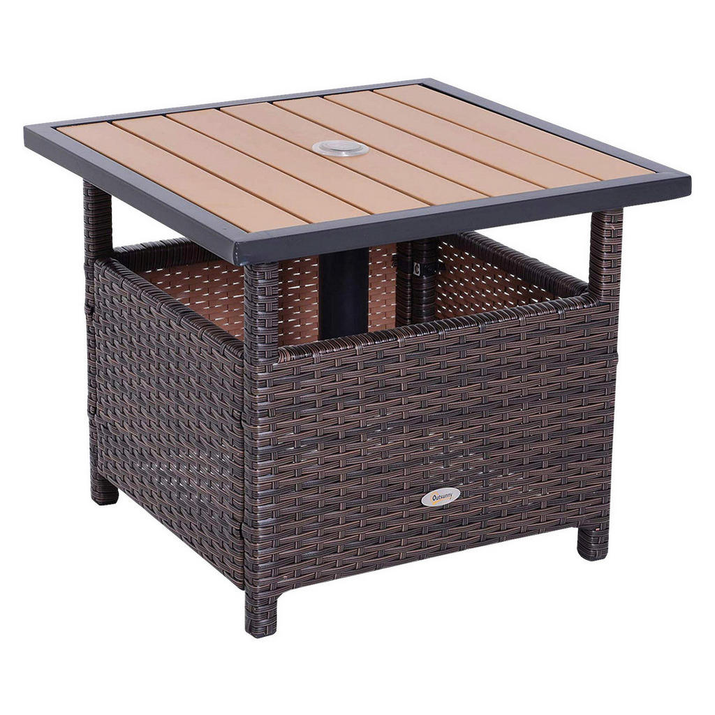 Outsunny Polyrattan Beistelltisch Gartentisch 55,5 x 55,5 x 46 cm, Terrasse günstig online kaufen