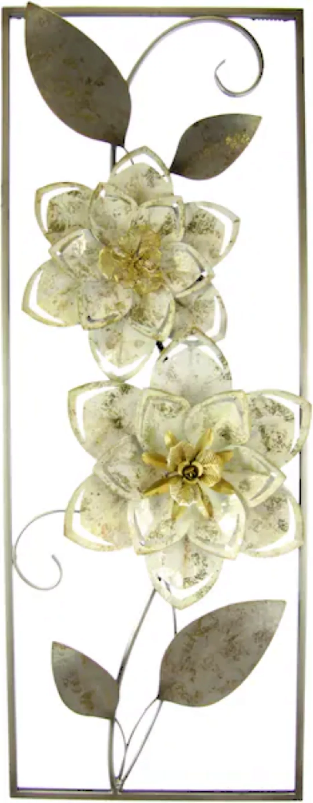 I.GE.A. Bild »Metallbild Blumen Blätter Blume Wanddeko Wandskulptur Bild 3D günstig online kaufen
