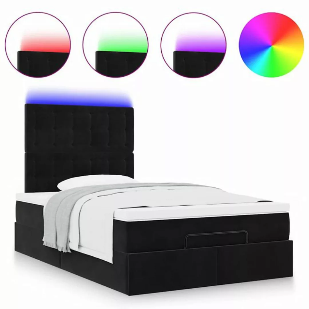 vidaXL Bett Ottoman-Bett mit Matratzen & LEDs Schwarz 120x190 cm Samt günstig online kaufen