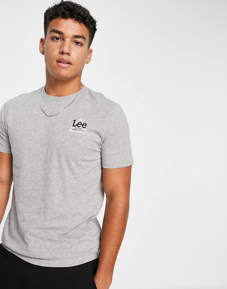 Lee – T-Shirt mit kleinem Dreieck-Logo-Grau günstig online kaufen