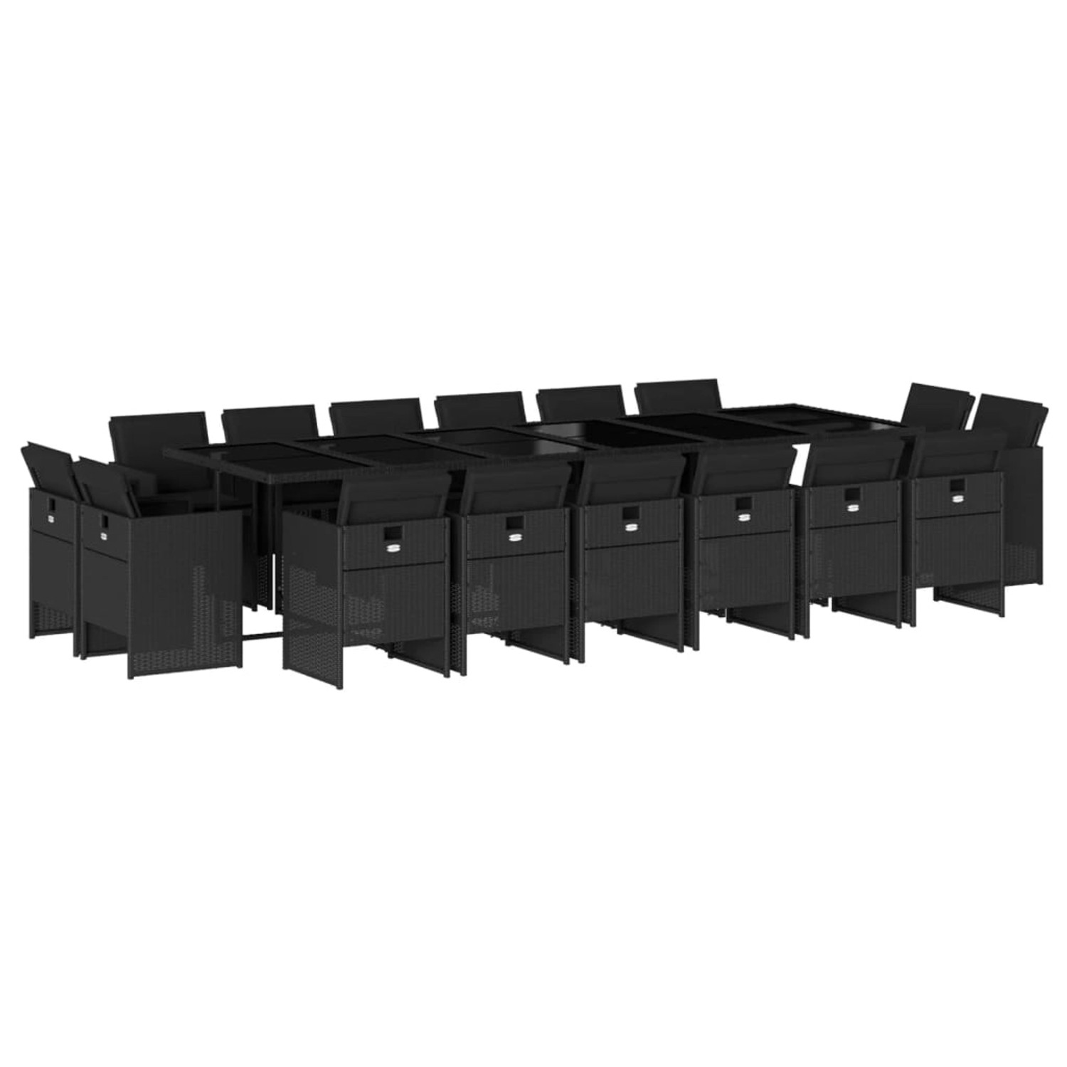 vidaXL 17-Tlg Garten-Essgruppe mit Kissen Schwarz Poly Rattan 3277830 günstig online kaufen