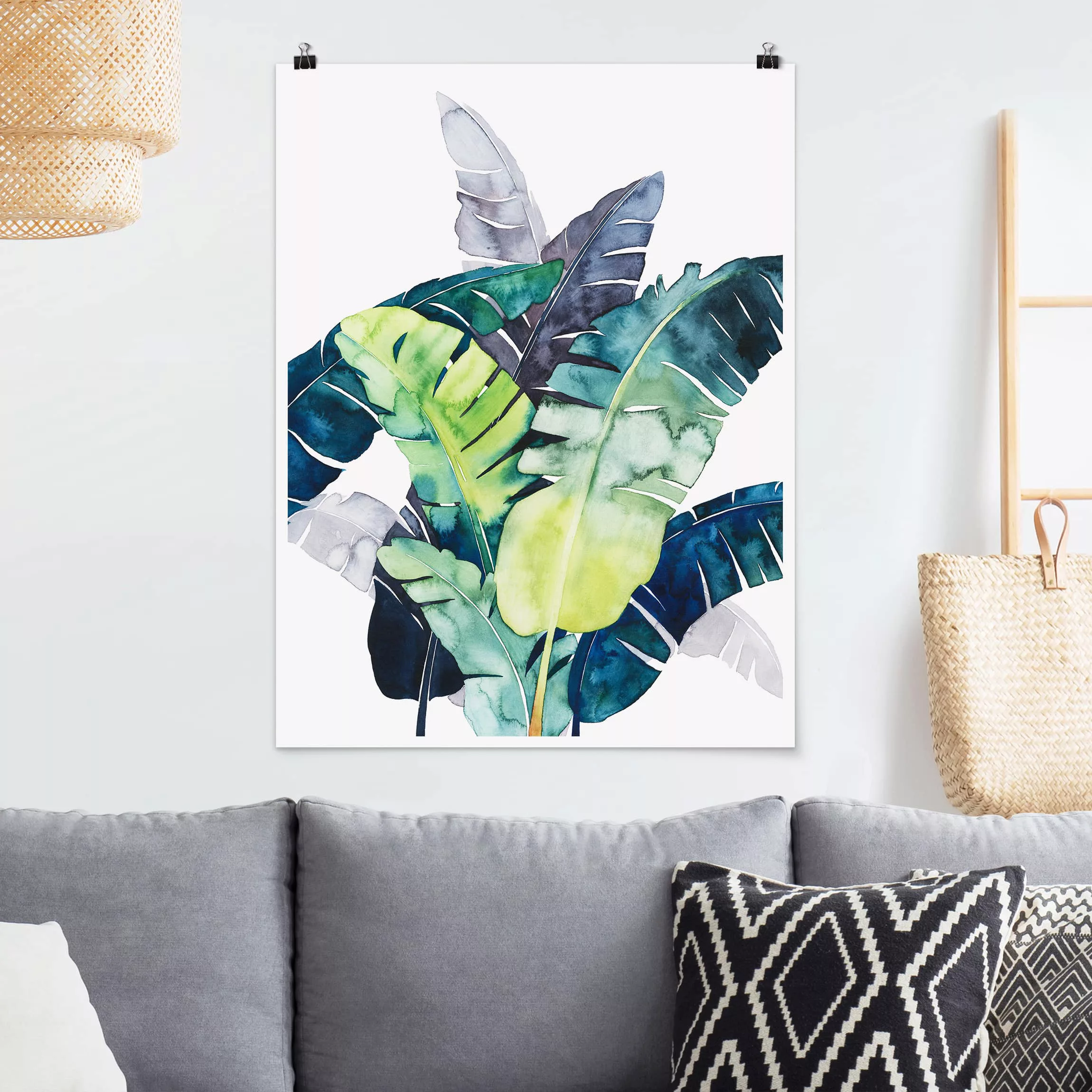 Poster Blumen - Hochformat Exotisches Blattwerk - Banane günstig online kaufen