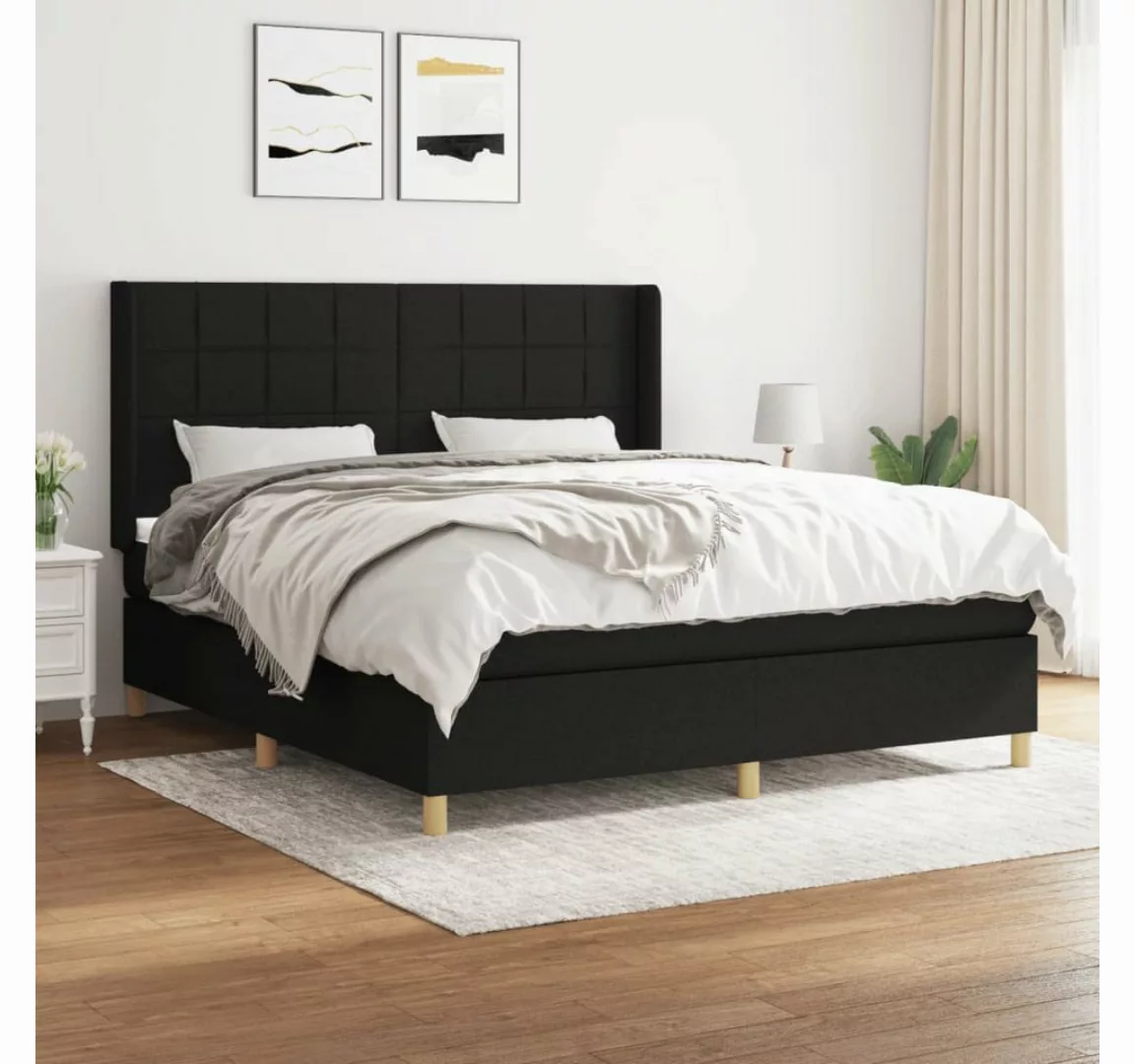 vidaXL Boxspringbett Boxspringbett mit Matratze Schwarz 180x200 cm Stoff Be günstig online kaufen