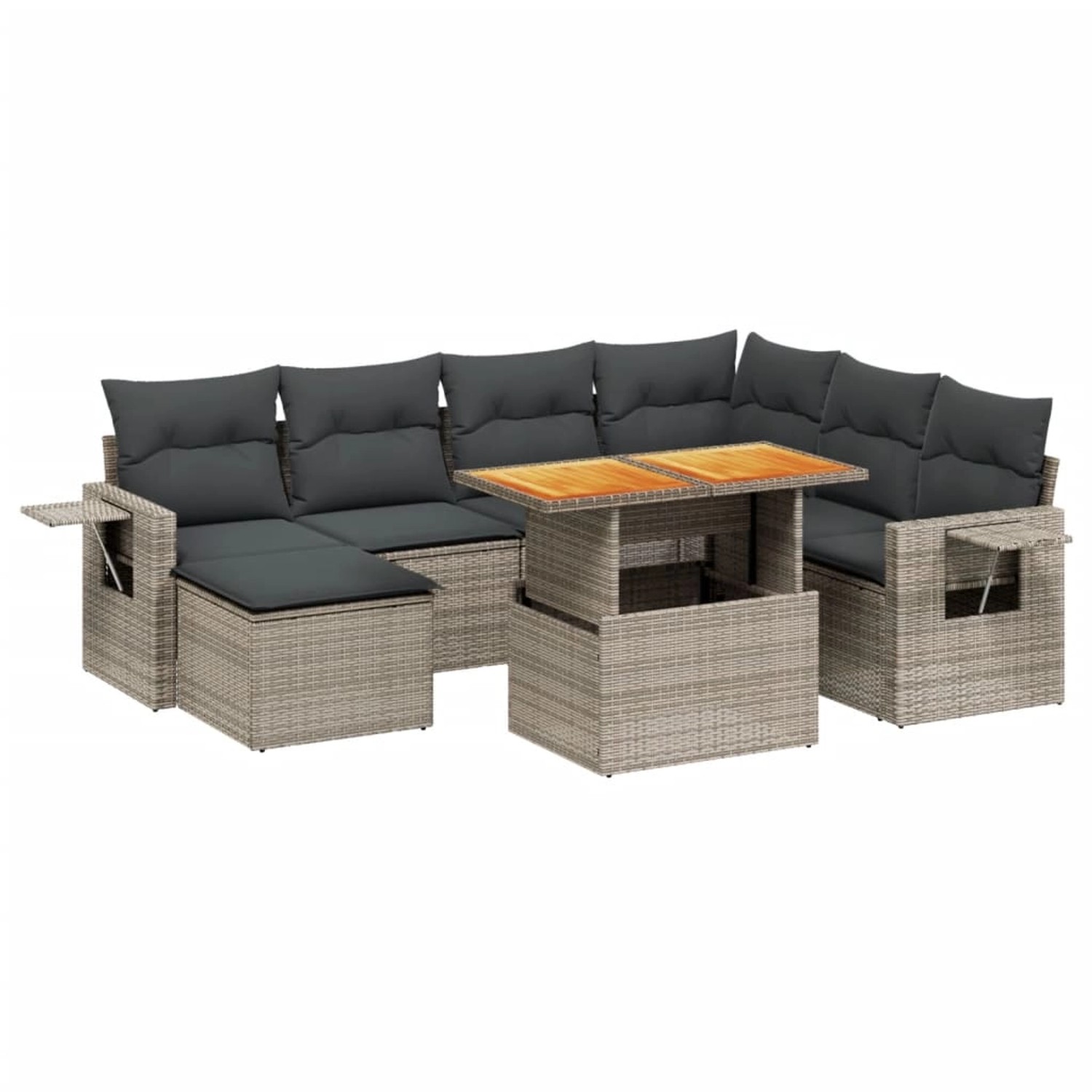 vidaXL 8-Tlg Garten-Sofagarnitur mit Kissen Grau Poly Rattan 3271872 günstig online kaufen