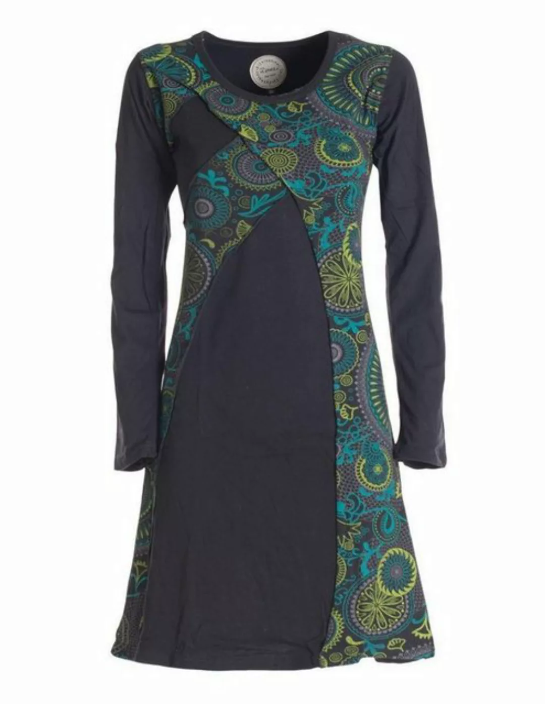 Vishes Jerseykleid Damen Mandala Kleid Blumenkleid Langarm Rundhals Baumwol günstig online kaufen