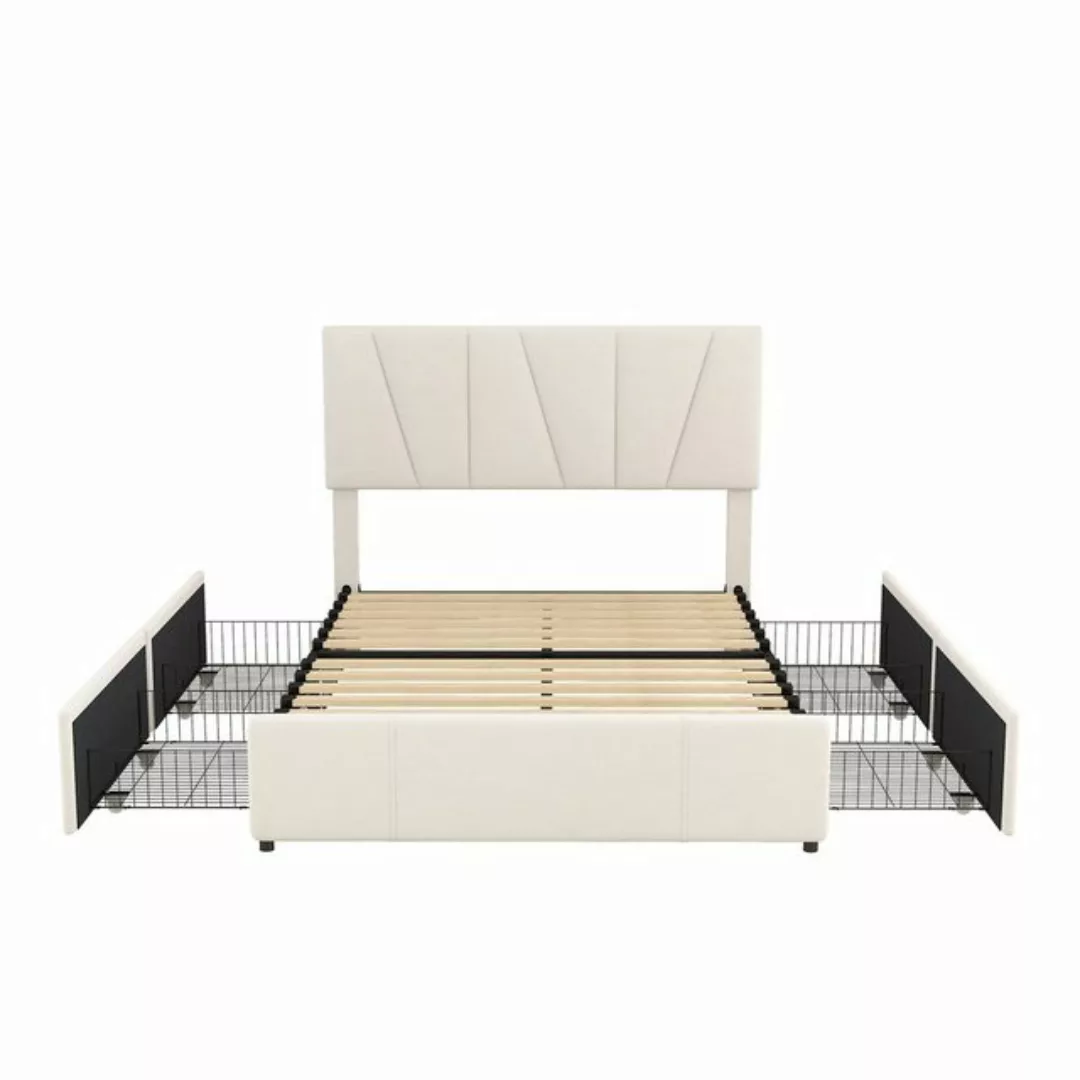 WISHDOR Polsterbett Doppelbett Stauraumbett Bett mit Lattenrost (140*200cm) günstig online kaufen