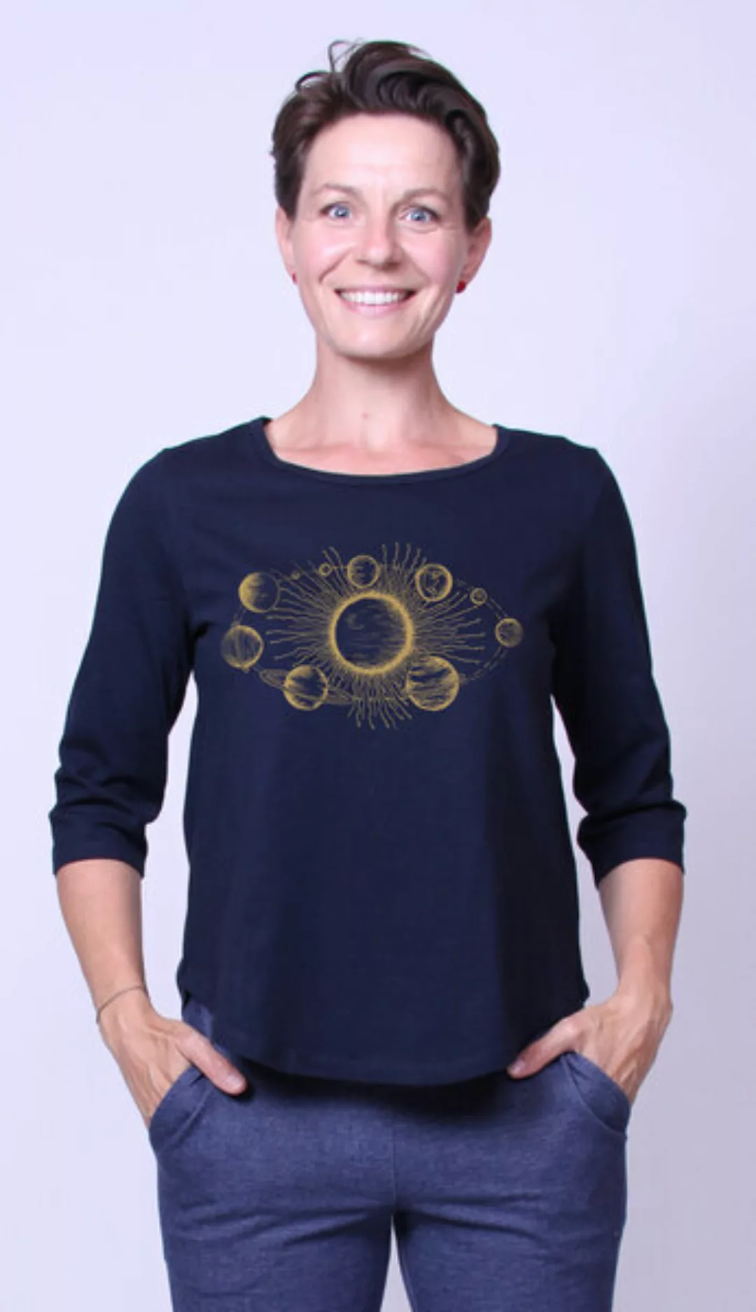 Bio-damen-3/4 Arm Shirt- Sonnensystem günstig online kaufen