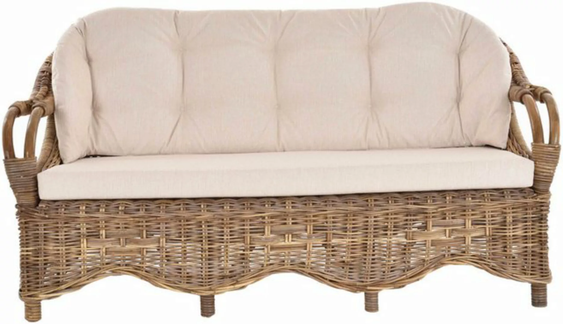 Krines Home Loungesofa Wintergarten Rattansofa Natur Rattan Sofa Zweisitzer günstig online kaufen