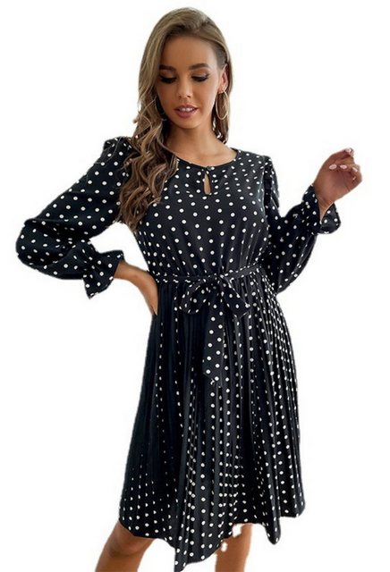 SEGUEN Sommerkleid Vintage Women's Polka Dot Plissee-Kleid (Mode Rundhalsau günstig online kaufen