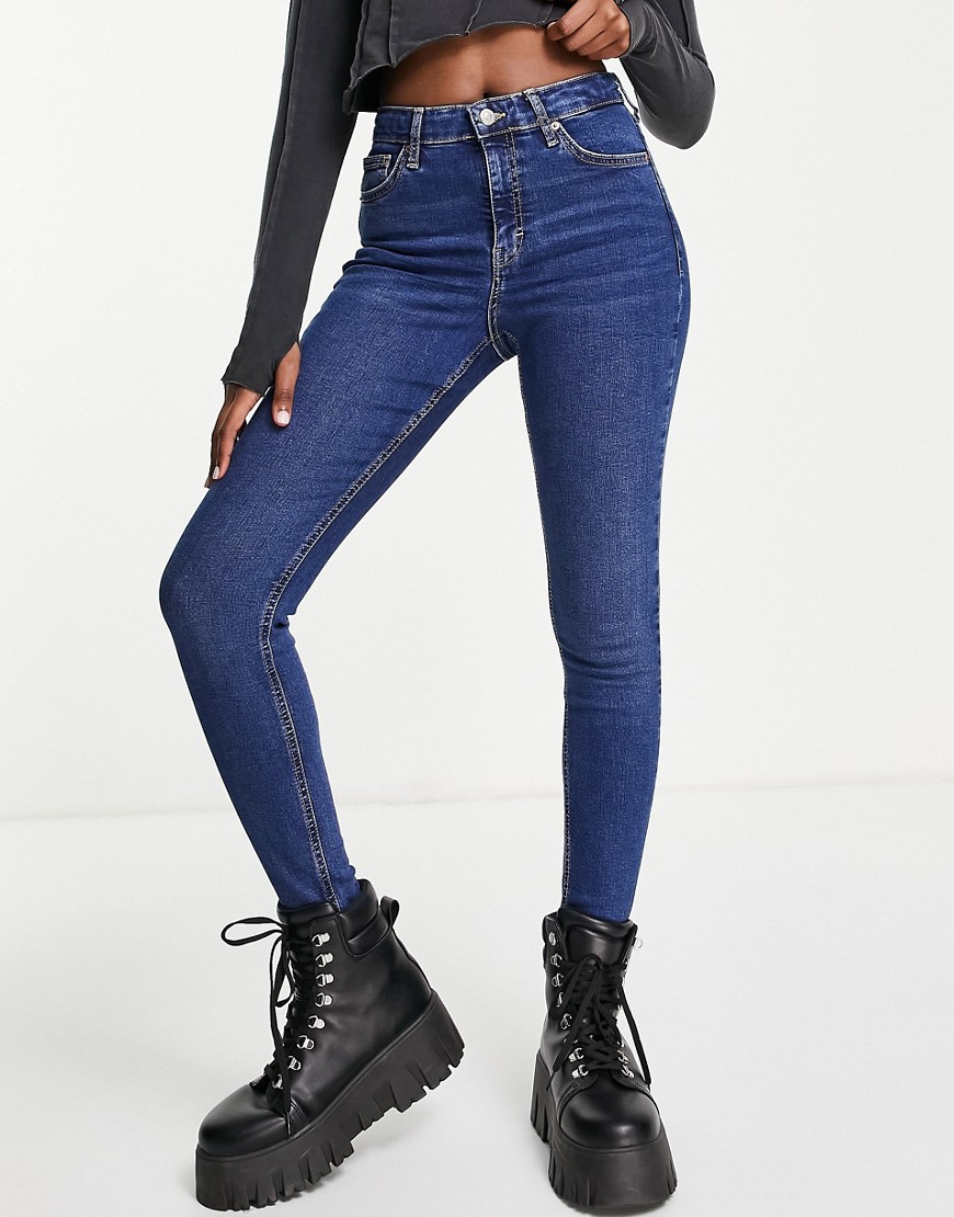 Topshop – Jamie – Jeans aus recyceltem Baumwollmix in kräftigem Blau günstig online kaufen