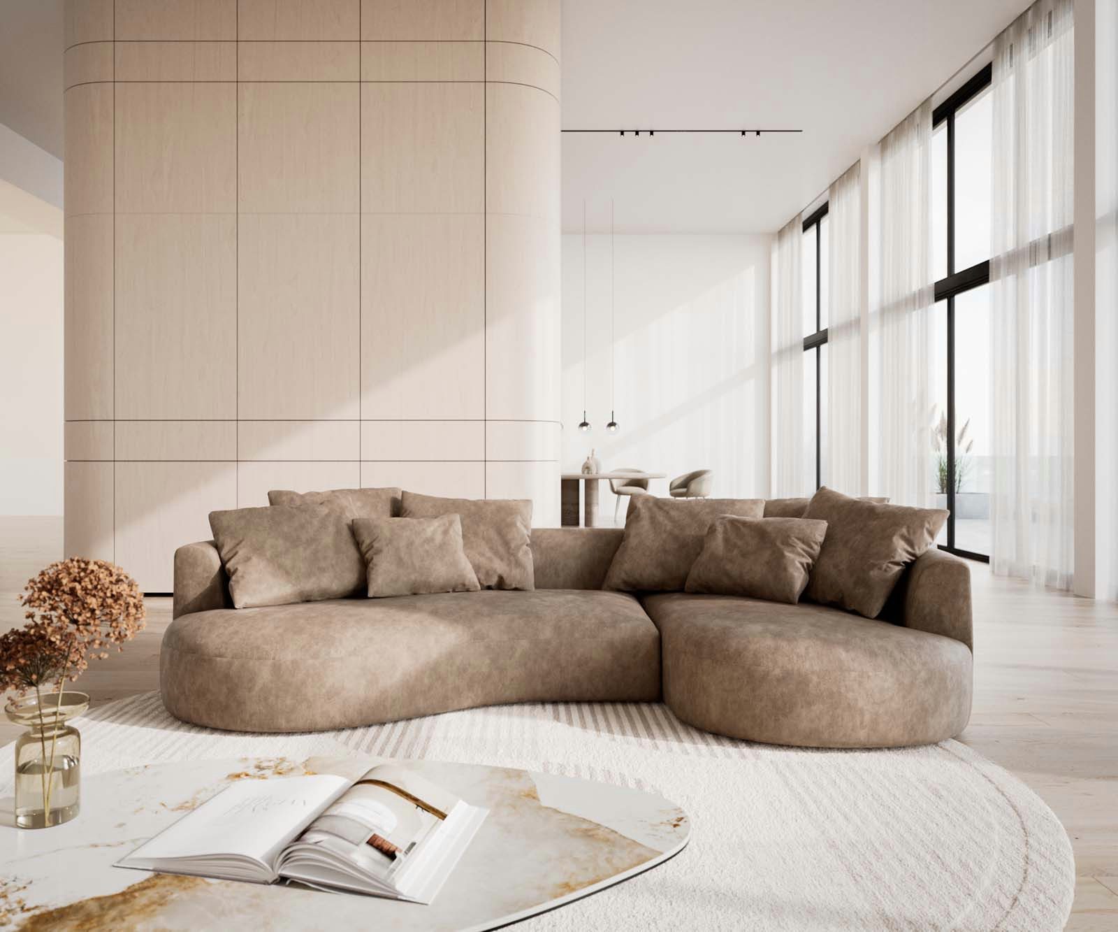 DELIFE Big-Sofa Edina, Mikrofaser Taupe Vintage günstig online kaufen