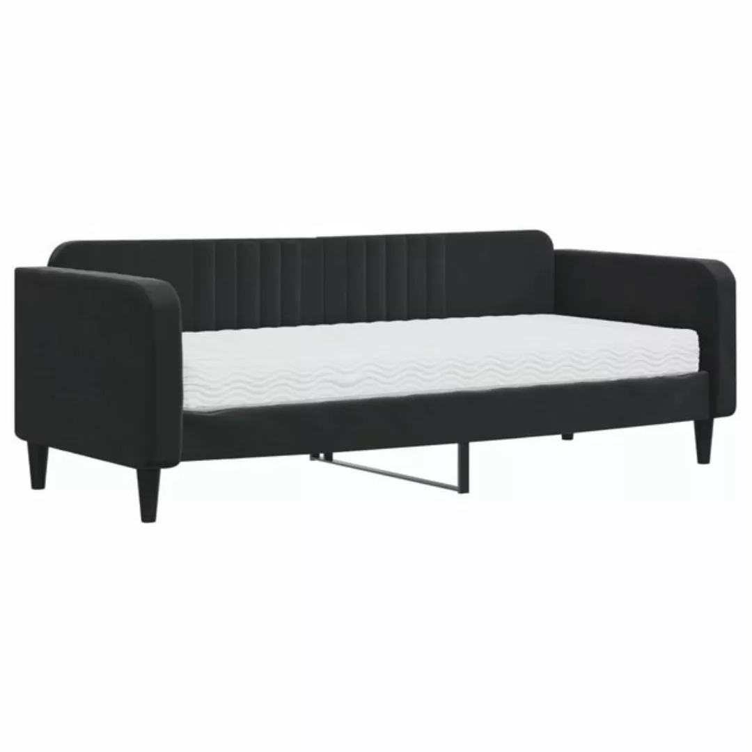 furnicato Bett Tagesbett mit Matratze Schwarz 90x200 cm Samt (1-tlg) günstig online kaufen