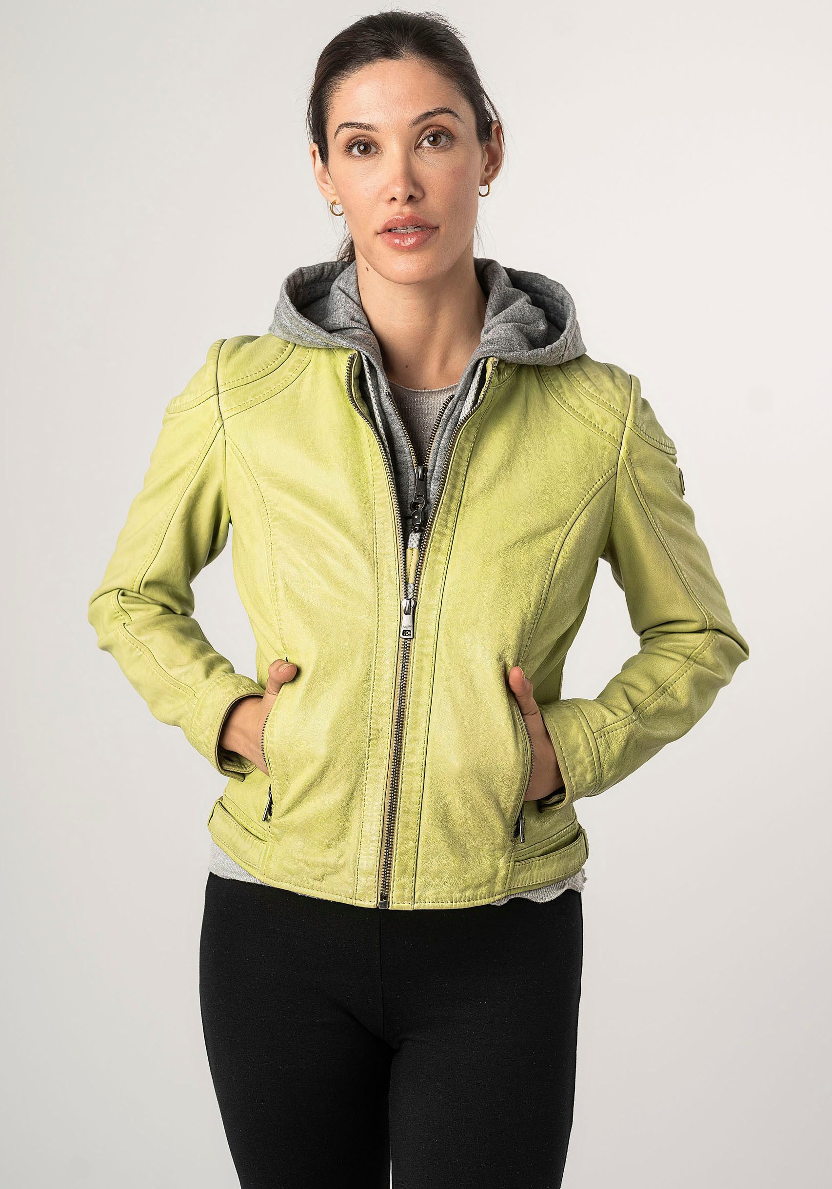 Mauritius Lederjacke MWAdila mit Stehkragen, Kapuze, günstig online kaufen