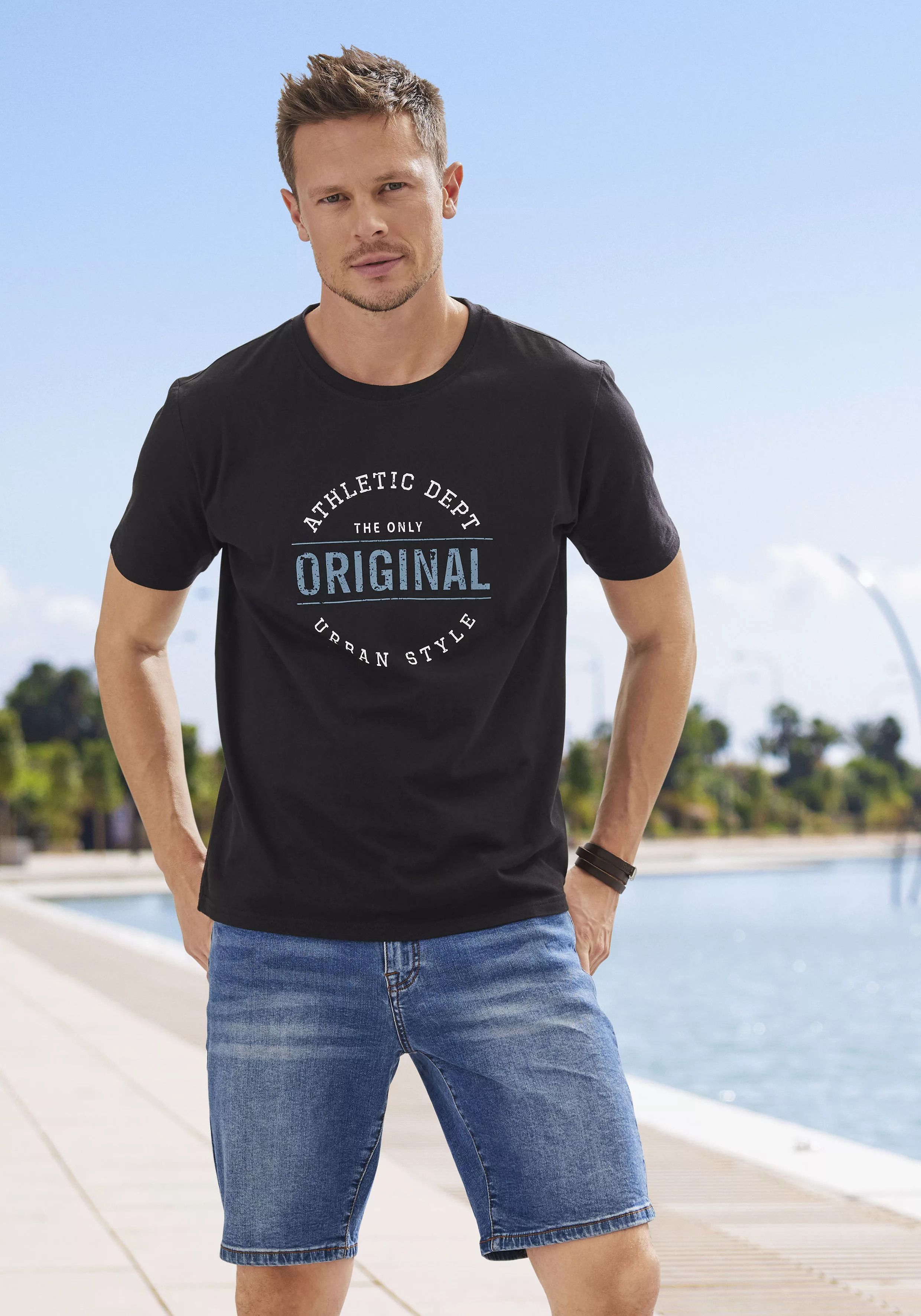 John Devin T-Shirt Regular Fit, Kurzarm, Freizeitshirt mit Rundhals, Frontp günstig online kaufen