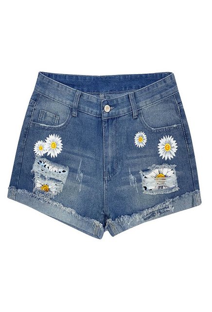 CHENIN Jeansshorts Bedruckte jeansshorts für damen mit hoher taille Bedruck günstig online kaufen