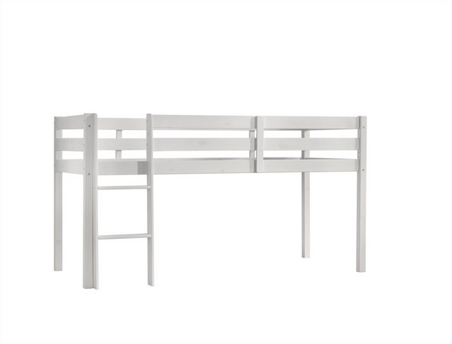 Kindermöbel 24 Hochbett Aron 90*200 cm Kiefer massiv weiß Auswahl Vorhang, günstig online kaufen