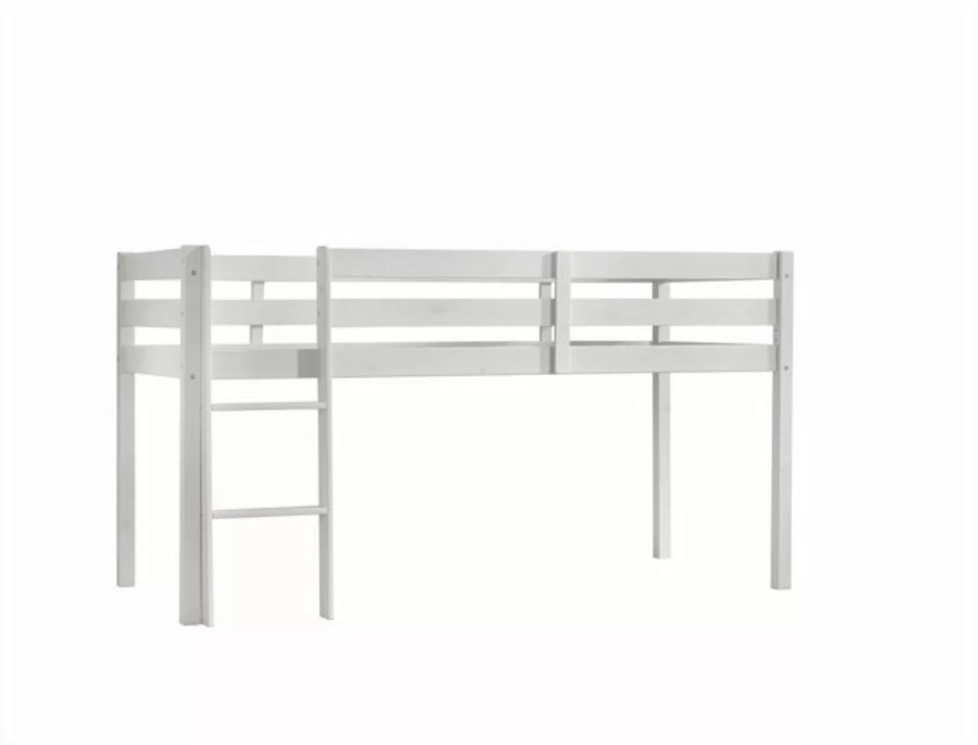Kindermöbel 24 Hochbett Aron 90*200 cm Kiefer massiv weiß Auswahl Vorhang, günstig online kaufen