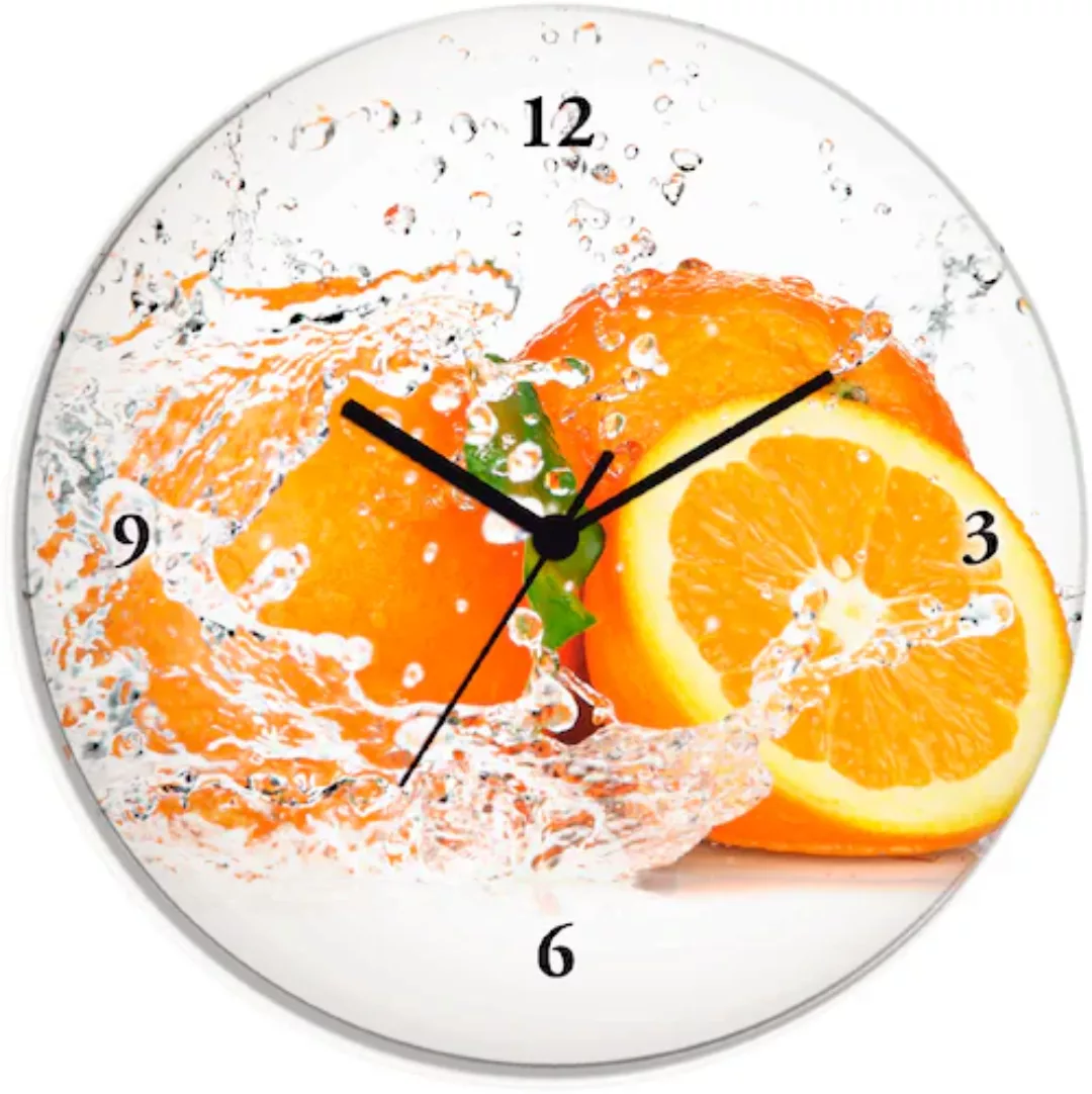 Artland Wanduhr »Orange mit Spritzwasser«, wahlweise mit Quarz- oder Funkuh günstig online kaufen