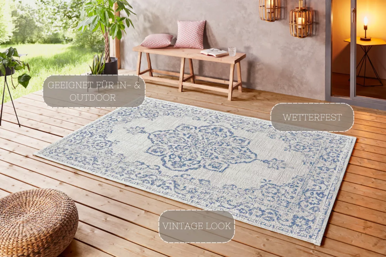 NORTHRUGS Teppich »Tilos«, rechteckig, In- & Outdoor, Kurzflor, Orientalisc günstig online kaufen