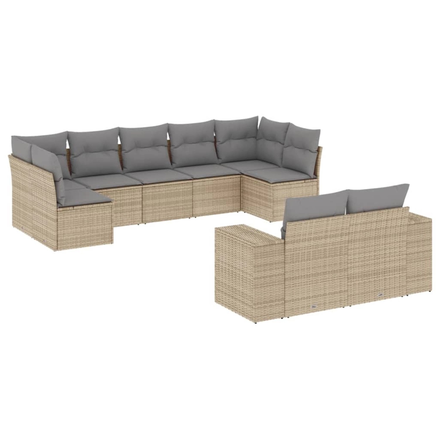 vidaXL 9-tlg Garten-Sofagarnitur mit Kissen Beige Poly Rattan Modell 132 günstig online kaufen