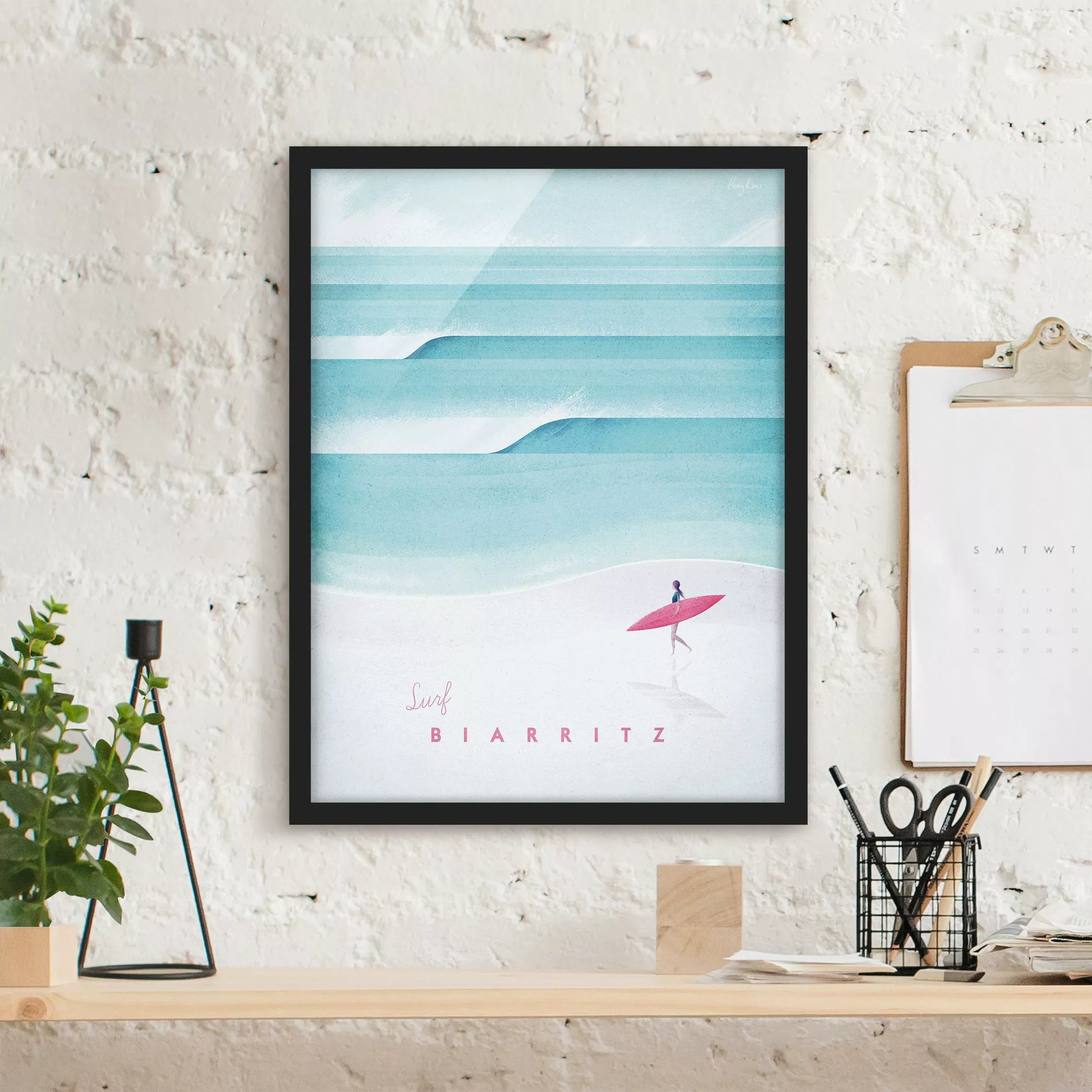 Bild mit Rahmen Strand - Hochformat Reiseposter - Biarritz günstig online kaufen