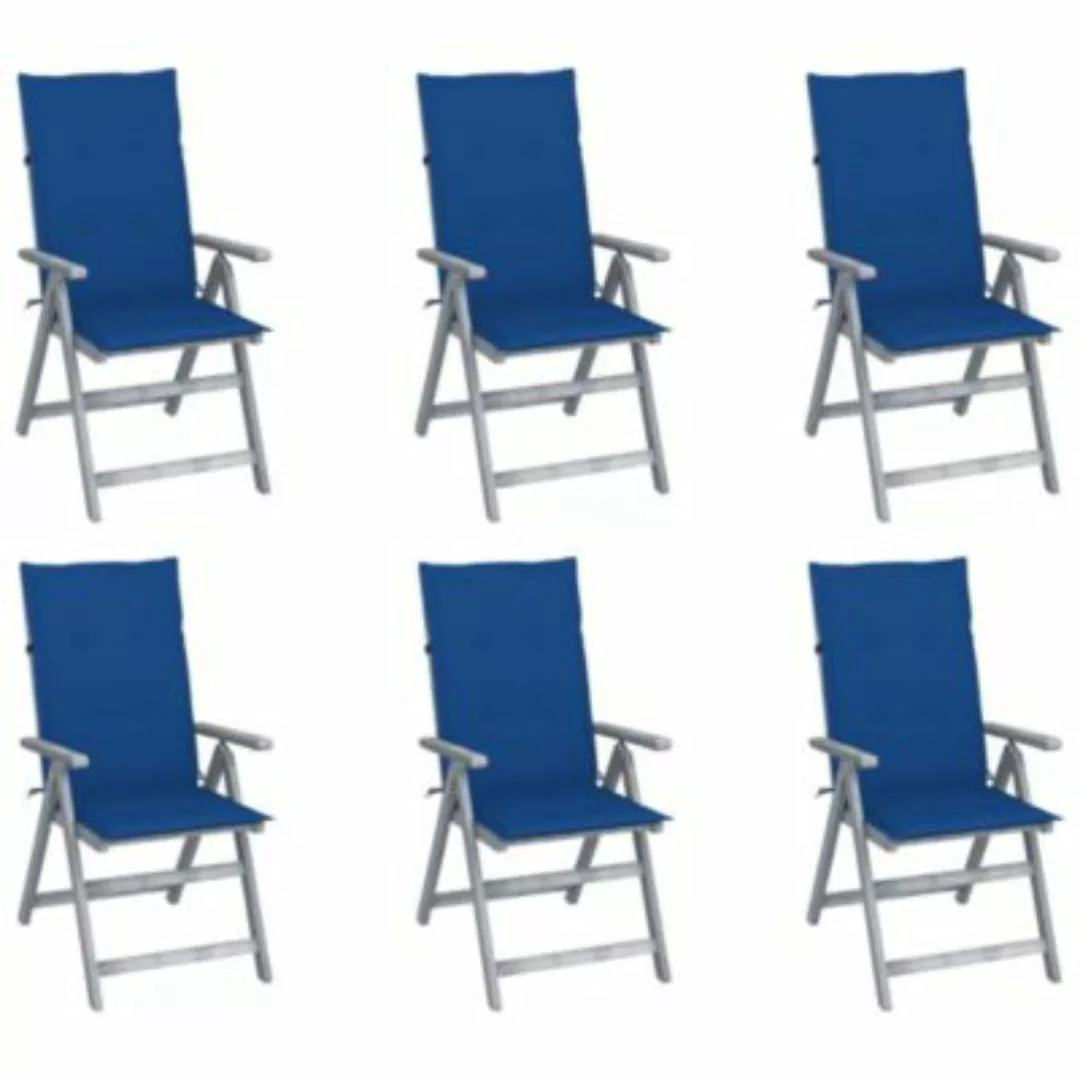 vidaXL Verstellbare Gartenstühle 6 Stk. mit Auflagen Massivholz Akazie Gart günstig online kaufen