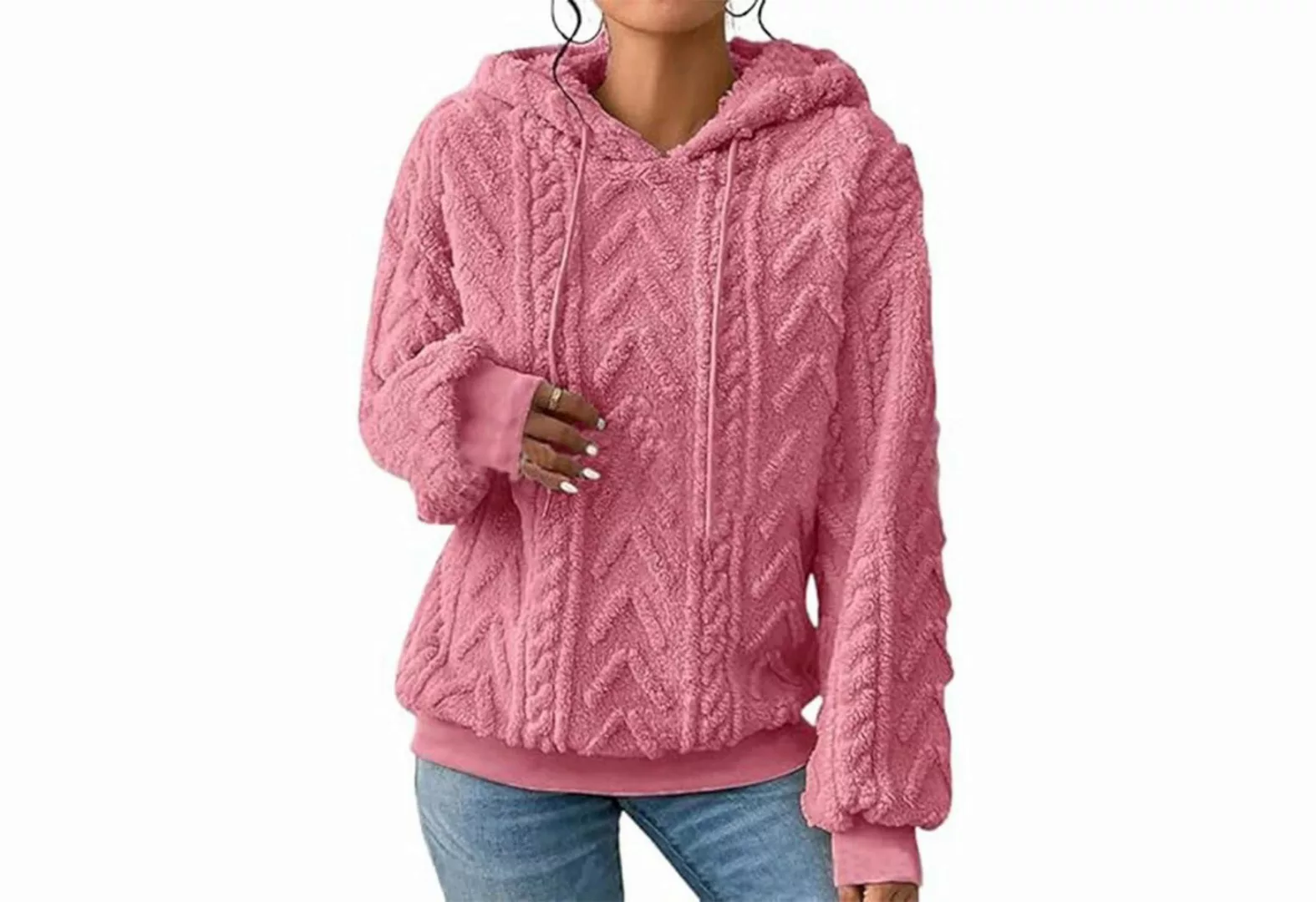 Zoclack Kapuzensweatshirt Damen Langärmeliges Lockerem Sweatshirt aus Plüsc günstig online kaufen